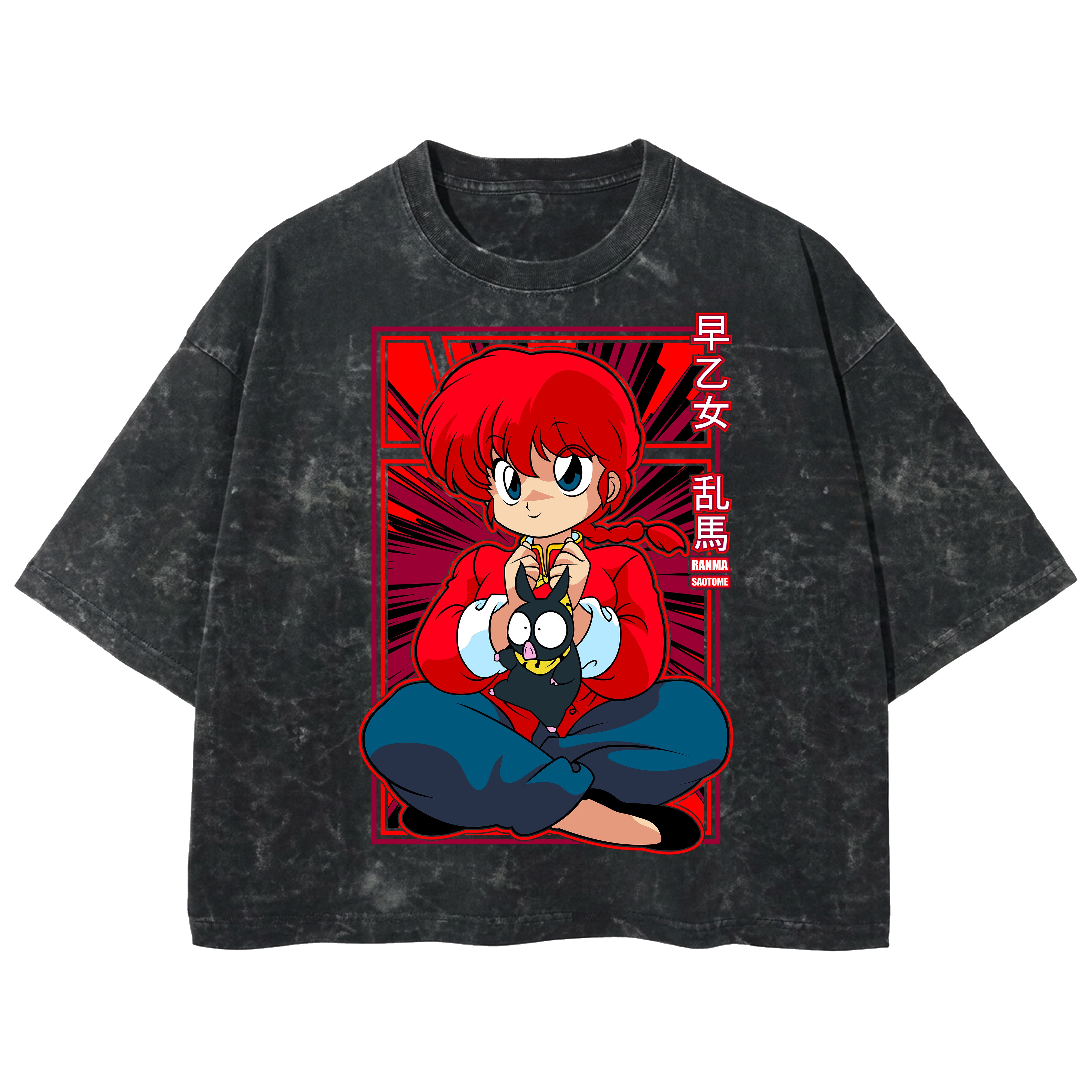 Playera streetwear premium de anime y gaming ExtraLife MX, corte boxy deluxe mineral wash heavyweight en color Acid Wash, moda urbana mexicana de culto.
