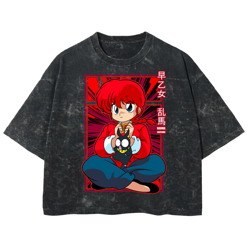 Playera streetwear premium de anime y gaming ExtraLife MX, corte boxy deluxe mineral wash heavyweight en color Acid Wash, moda urbana mexicana de culto.