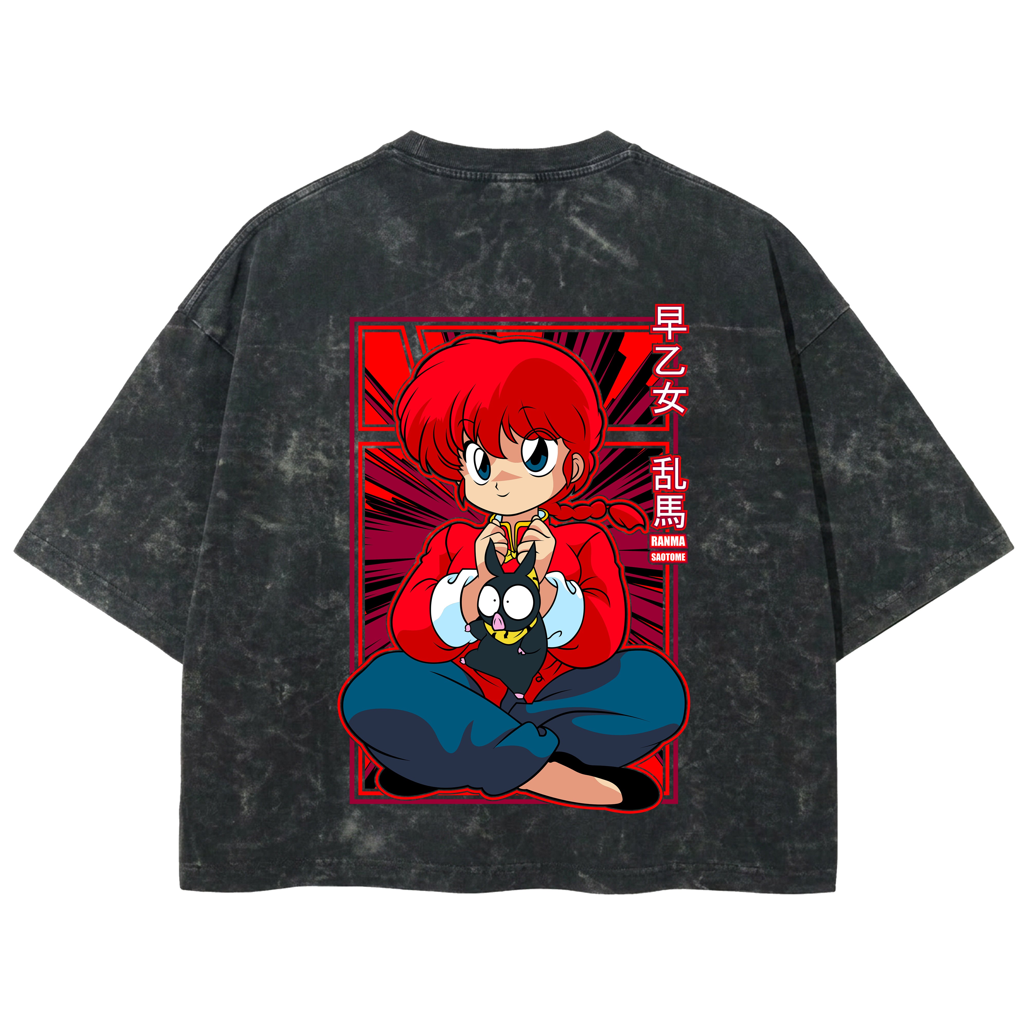 Playera streetwear premium de anime y gaming ExtraLife MX, corte boxy deluxe mineral wash heavyweight en color Acid Wash, moda urbana mexicana de culto.