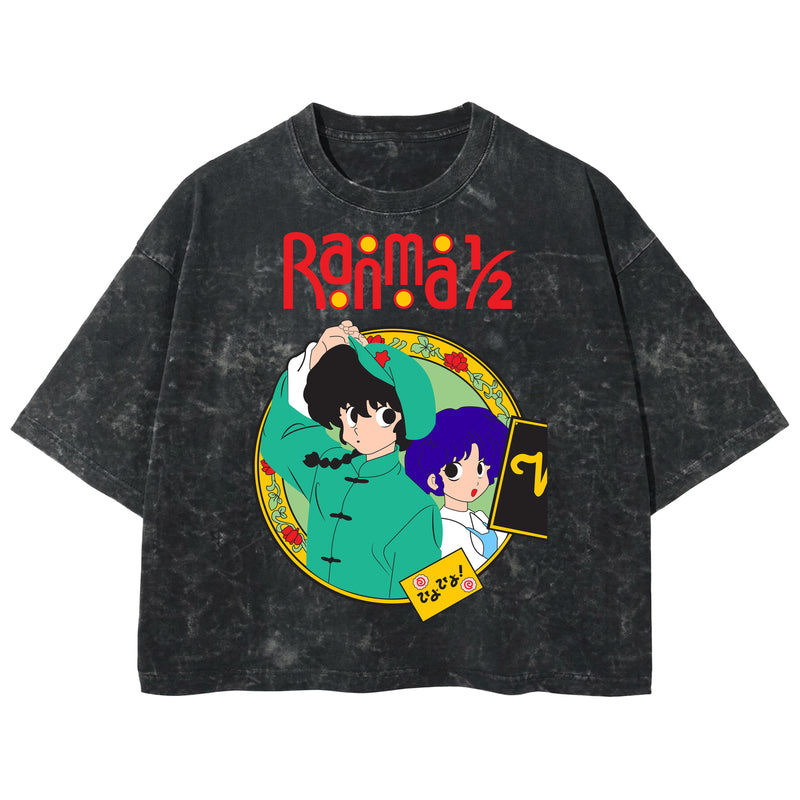Playera streetwear premium de anime y gaming ExtraLife MX, corte boxy deluxe mineral wash heavyweight en color Acid Wash, moda urbana mexicana de culto.