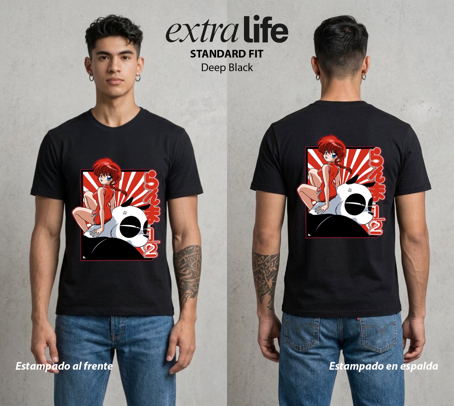 El Dojo del Caos | El Hijo y el Panda #03606 - Playera Standard Fit | Deep Black - Foto en modelo