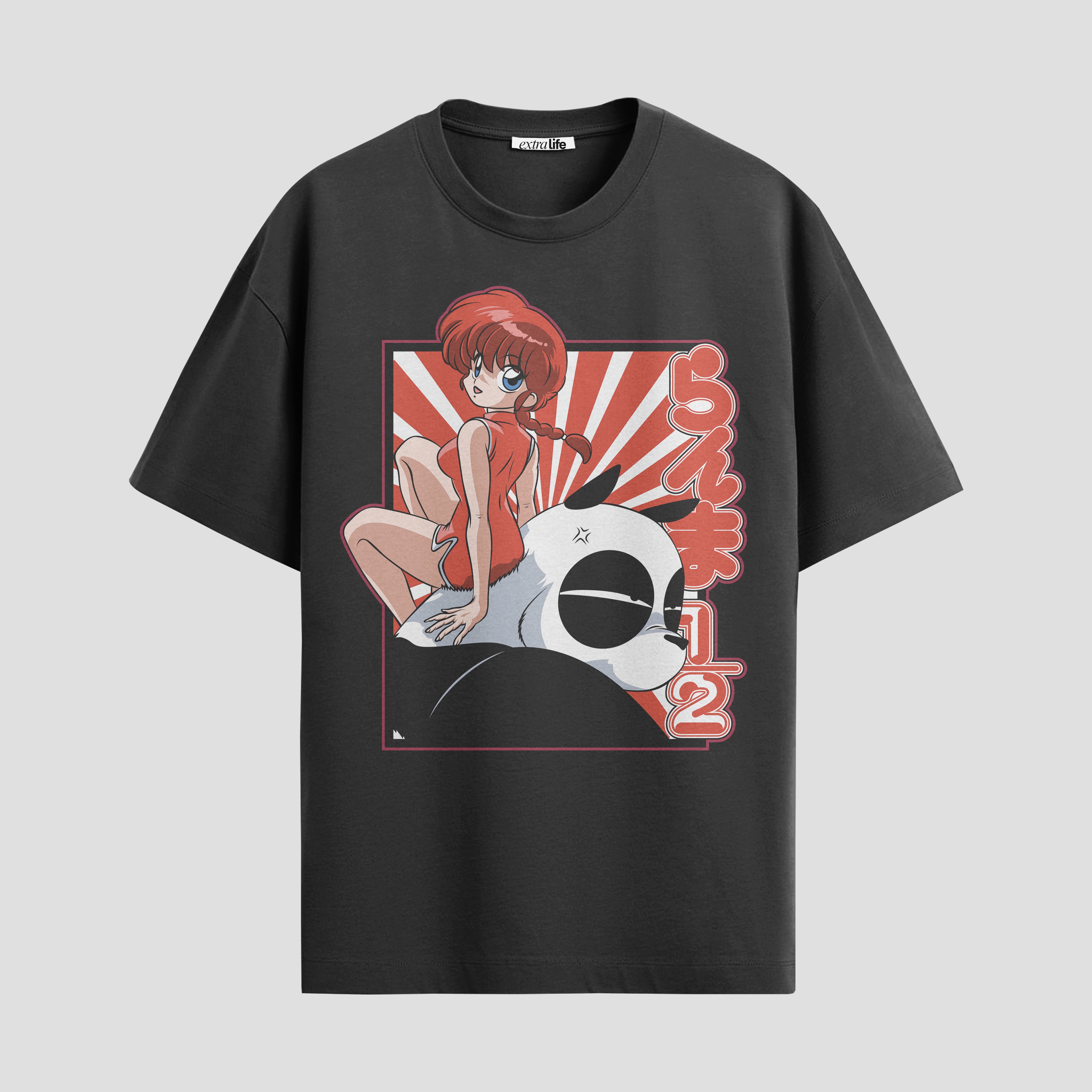 Playera urbana de anime y gaming ExtraLife MX, corte Standard Fit unisex ligero y transpirable en color Deep Black y Pure White, ropa de uso diario para gym y casual.