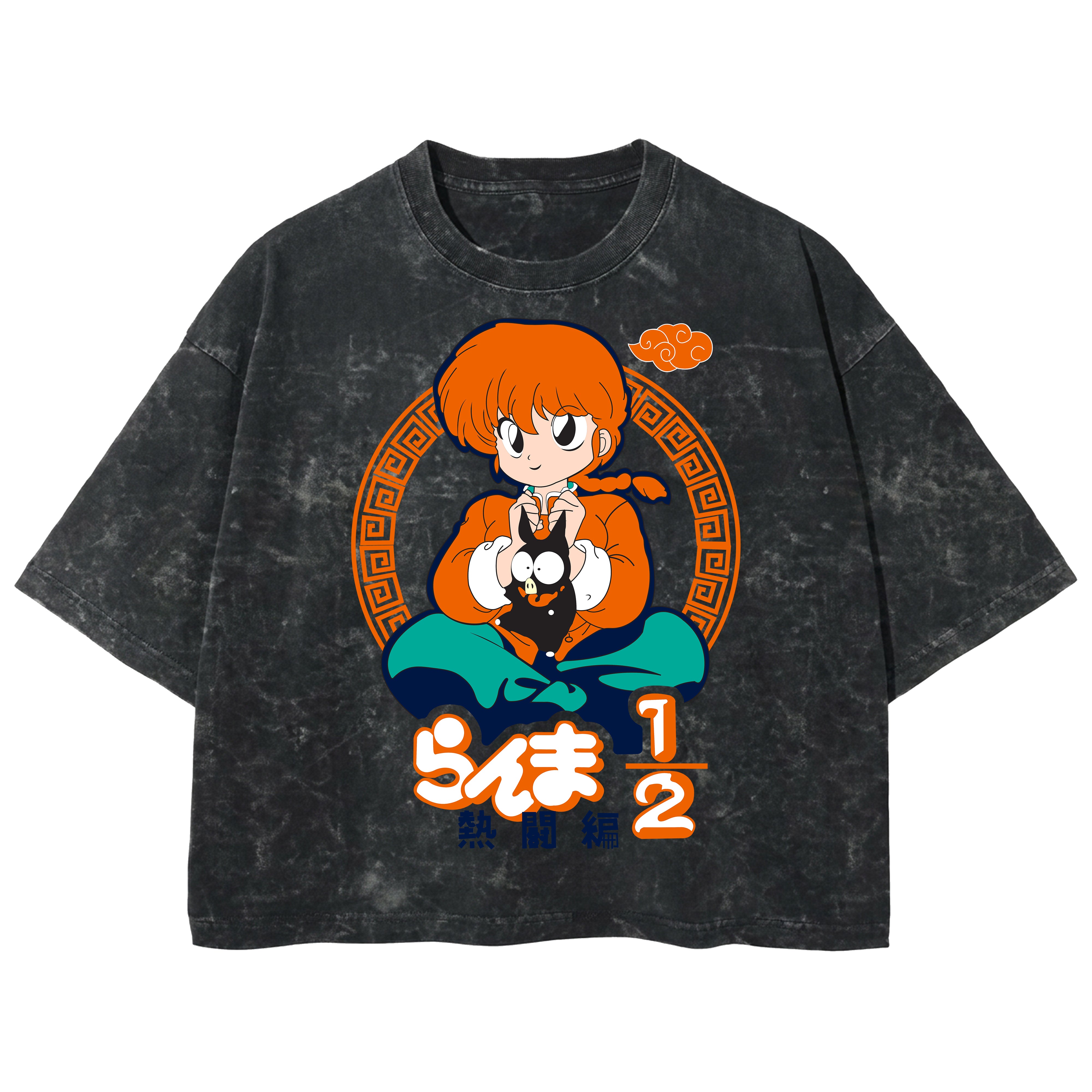 Playera streetwear premium de anime y gaming ExtraLife MX, corte boxy deluxe mineral wash heavyweight en color Acid Wash, moda urbana mexicana de culto.