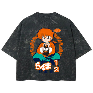 Playera streetwear premium de anime y gaming ExtraLife MX, corte boxy deluxe mineral wash heavyweight en color Acid Wash, moda urbana mexicana de culto.