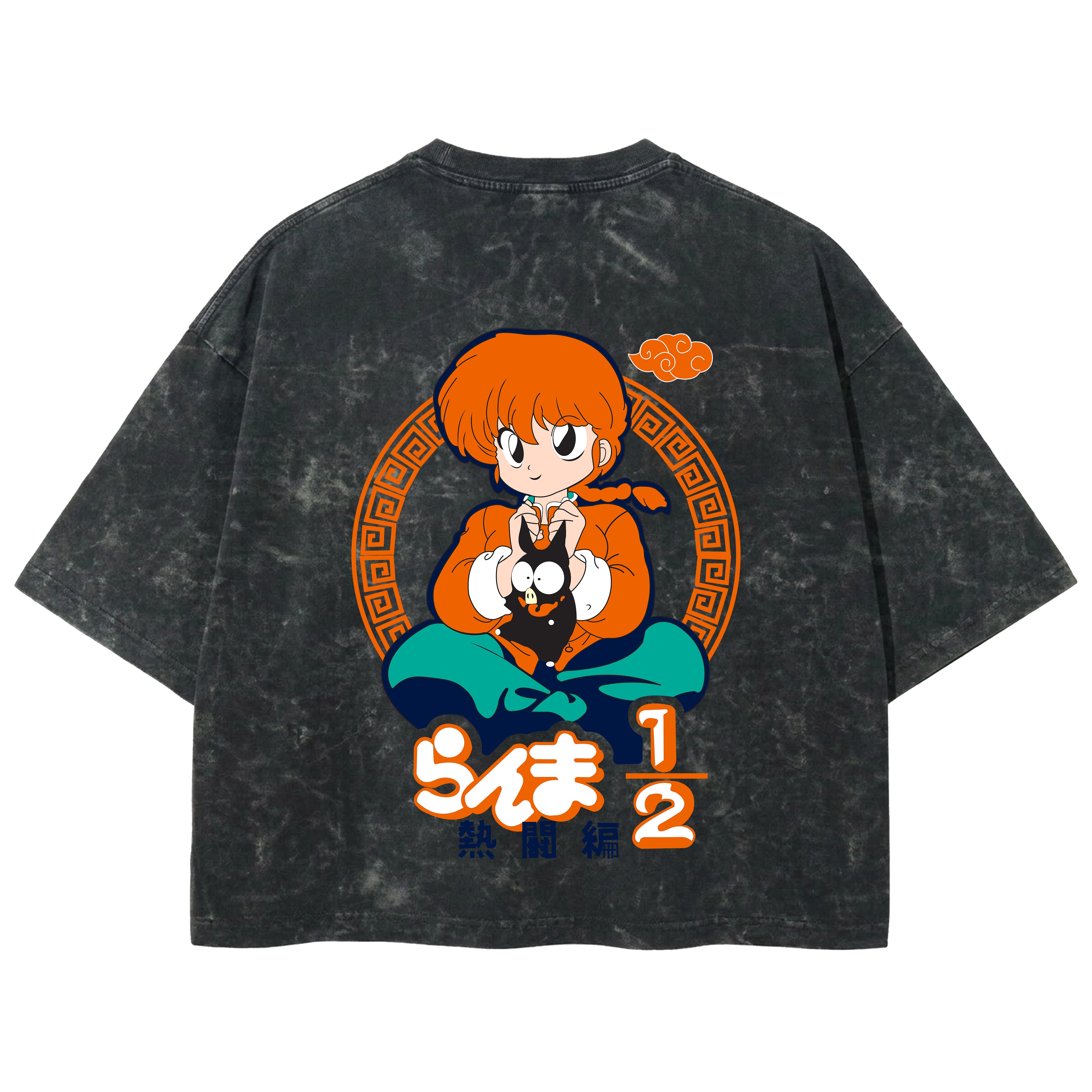 Playera streetwear premium de anime y gaming ExtraLife MX, corte boxy deluxe mineral wash heavyweight en color Acid Wash, moda urbana mexicana de culto.