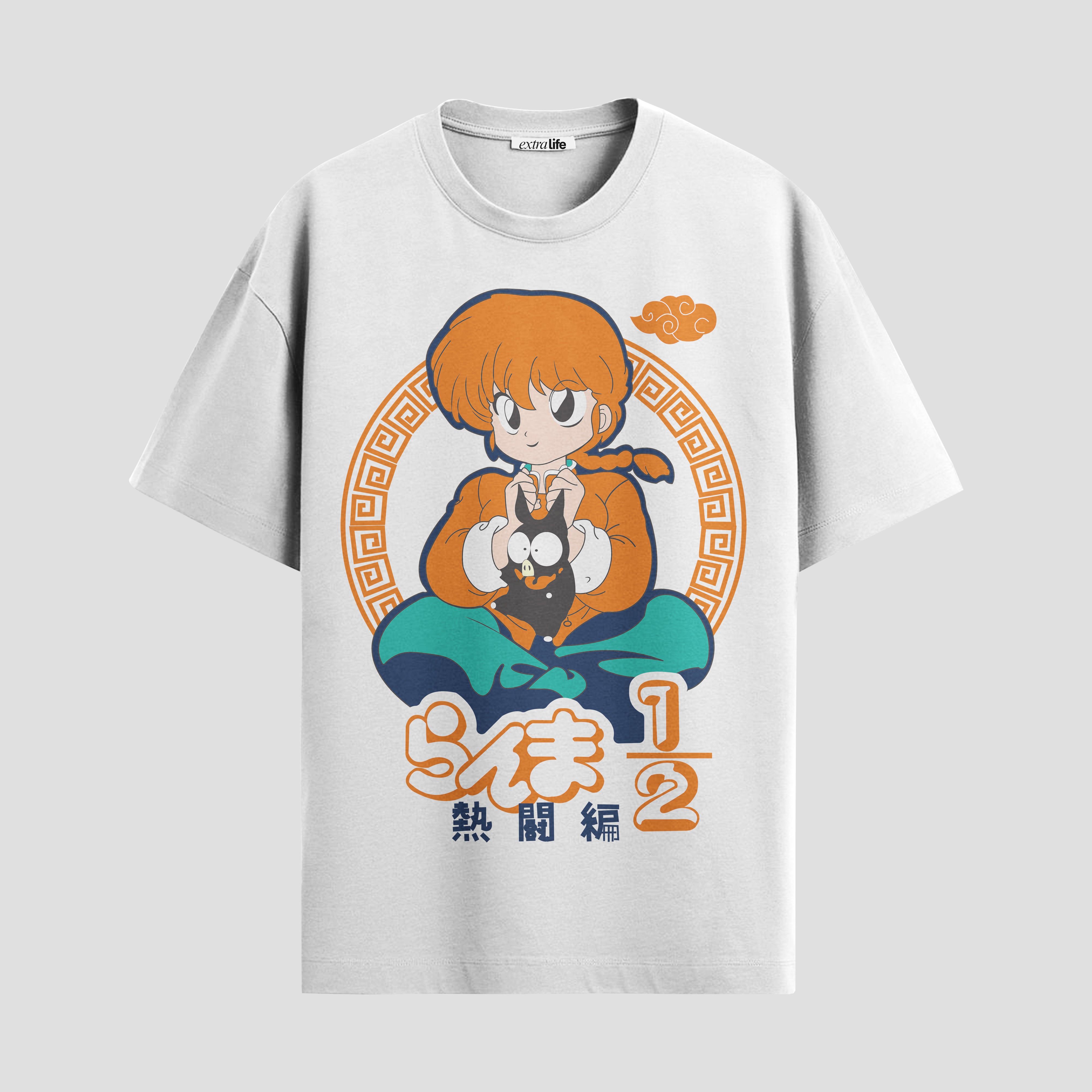Playera urbana de anime y gaming ExtraLife MX, corte Standard Fit unisex ligero y transpirable en color Deep Black y Pure White, ropa de uso diario para gym y casual.
