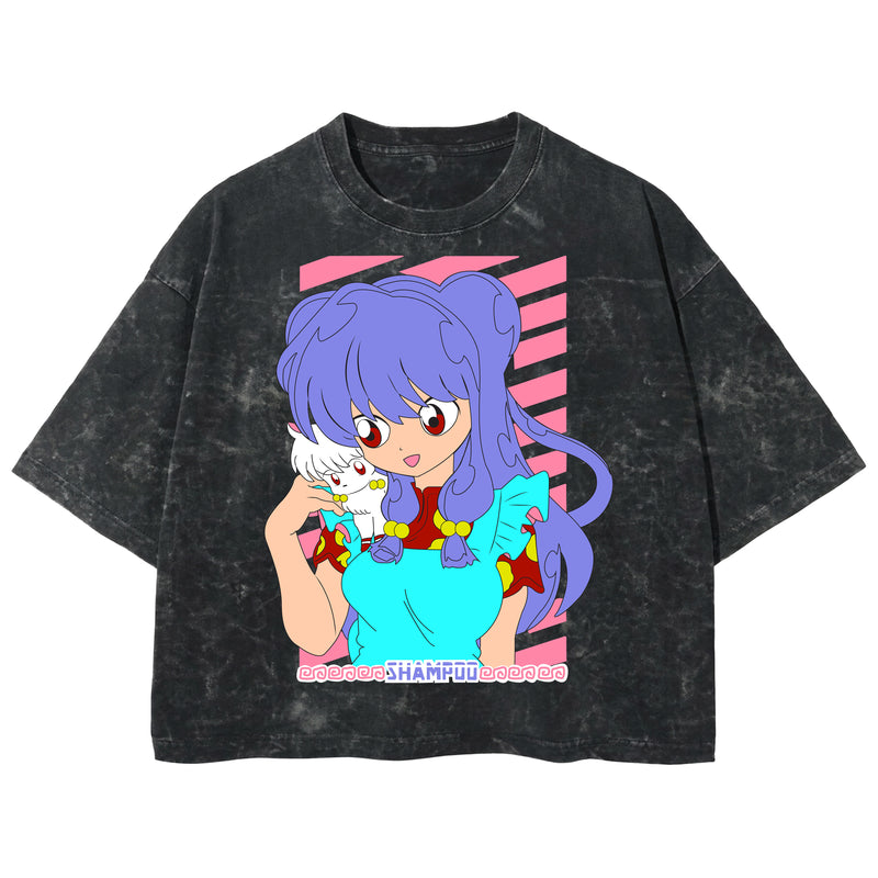Playera streetwear premium de anime y gaming ExtraLife MX, corte boxy deluxe mineral wash heavyweight en color Acid Wash, moda urbana mexicana de culto.