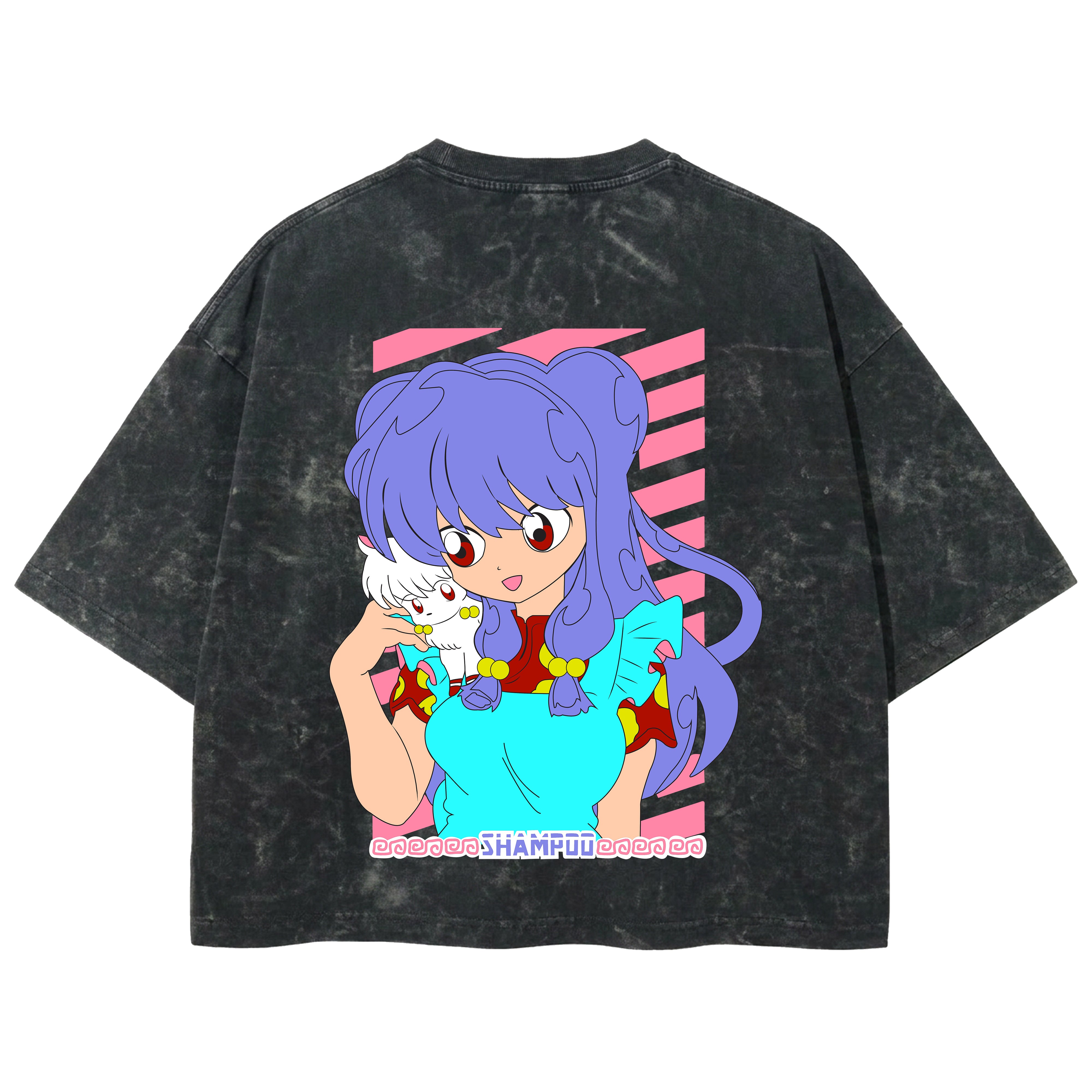 Playera streetwear premium de anime y gaming ExtraLife MX, corte boxy deluxe mineral wash heavyweight en color Acid Wash, moda urbana mexicana de culto.