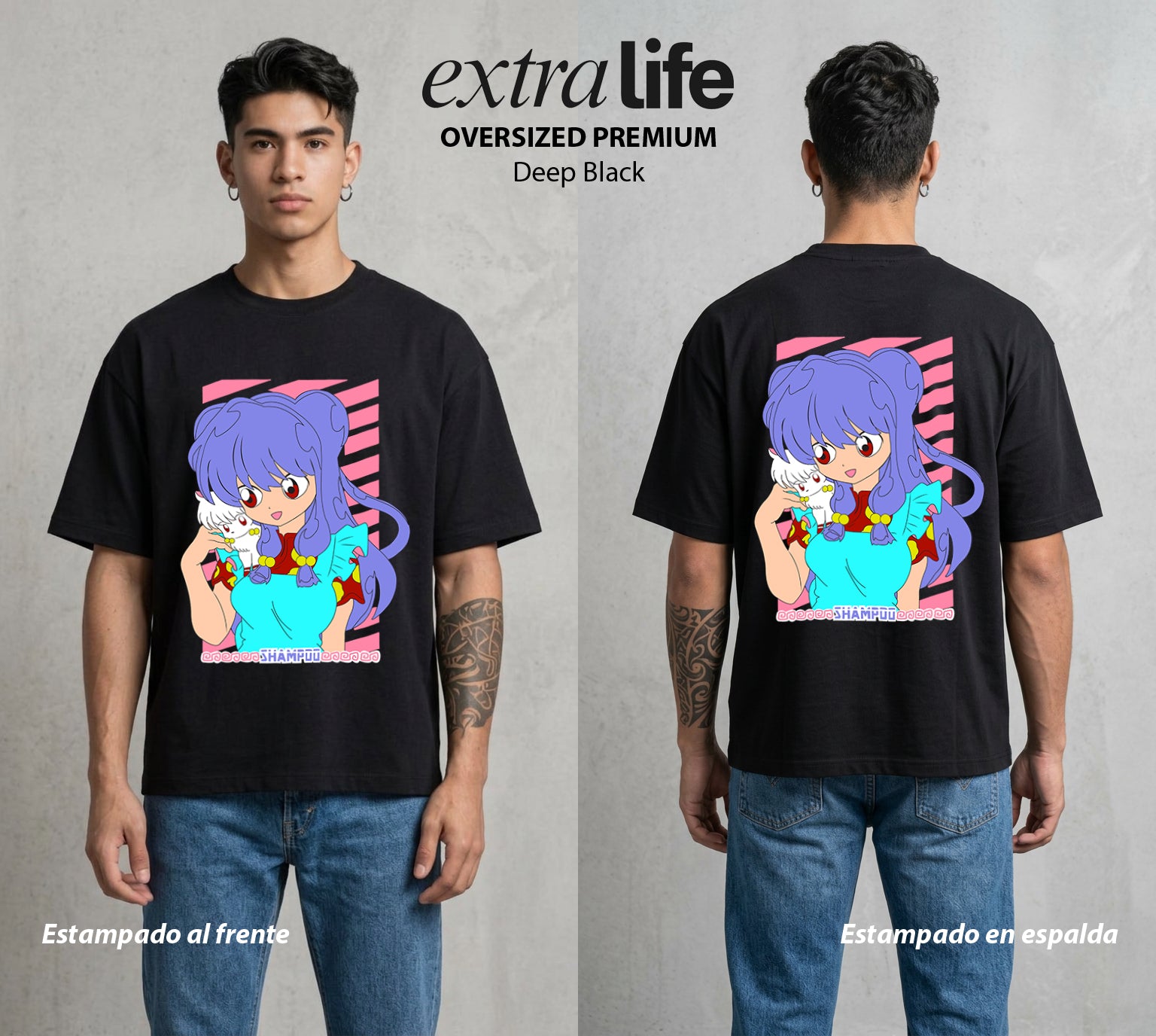 El Dojo del Caos | El Amor del Dojo #03610 - Playera Oversized Premium | Deep Black - Foto en modelo