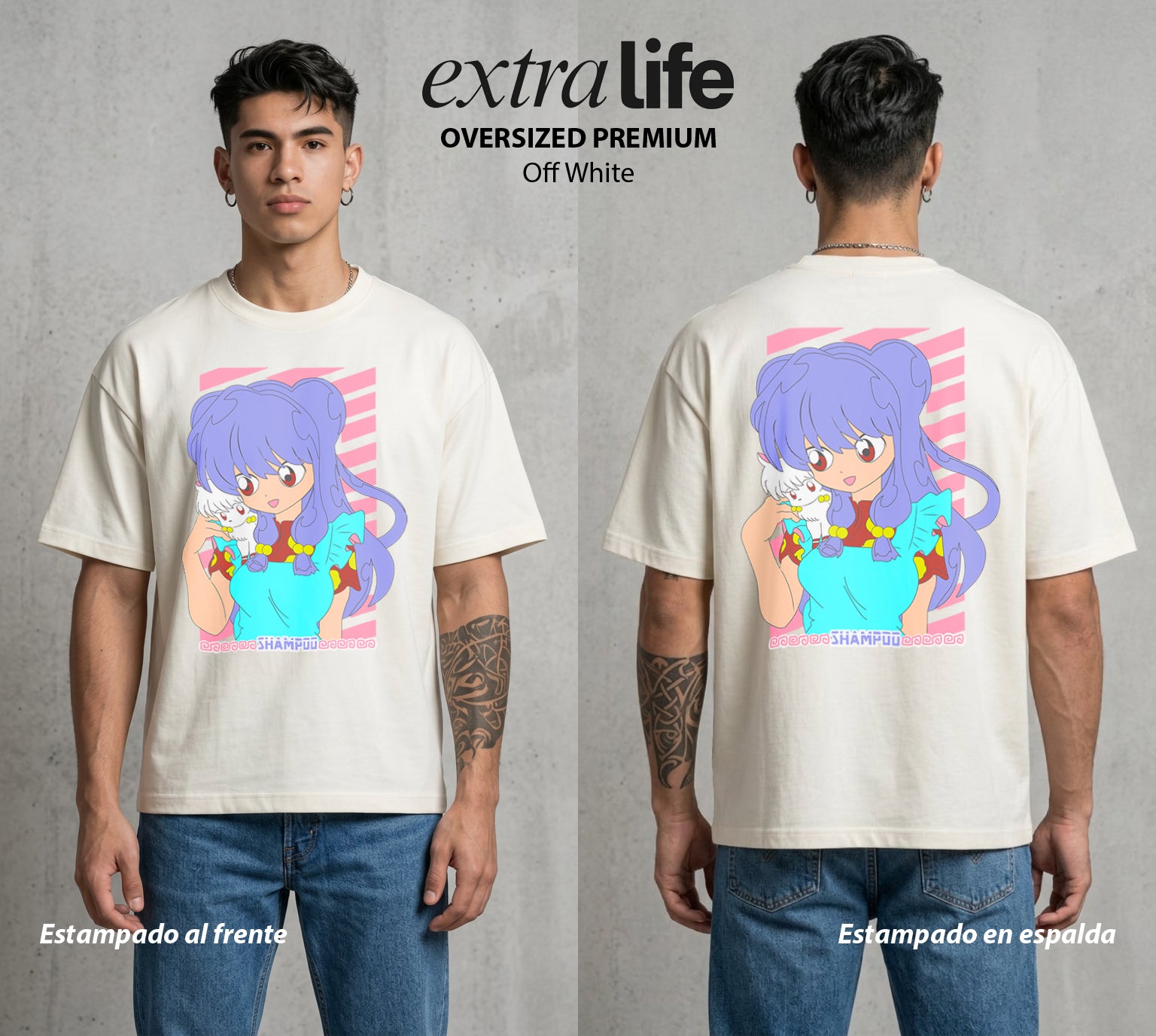 El Dojo del Caos | El Amor del Dojo #03610 - Playera Oversized Premium | Off White - Foto en modelo