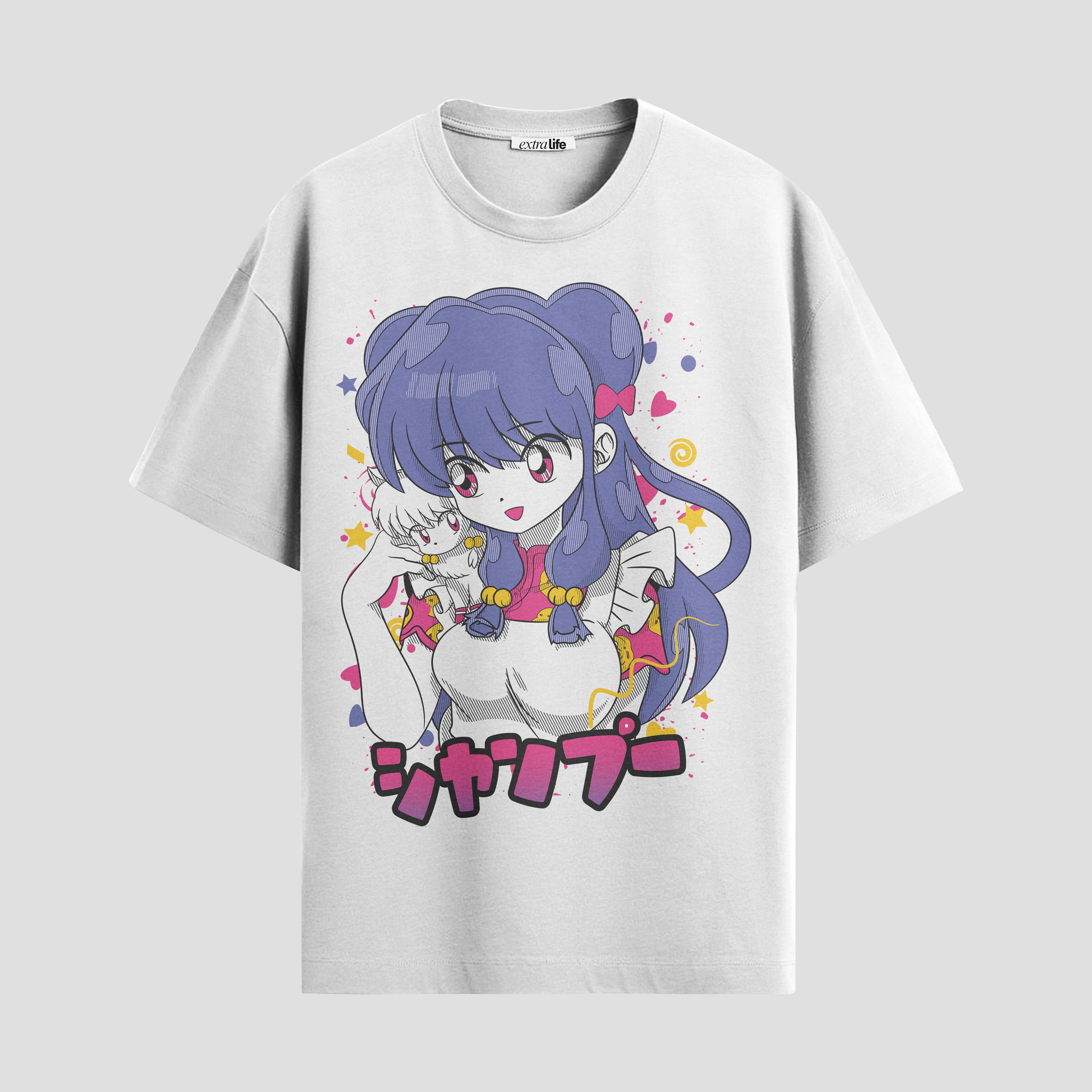 Playera urbana de anime y gaming ExtraLife MX, corte Standard Fit unisex ligero y transpirable en color Deep Black y Pure White, ropa de uso diario para gym y casual.