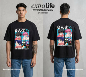 El Dojo del Caos | La Dualidad del Bien #03612 - Playera Oversized Premium | Deep Black - Foto en modelo