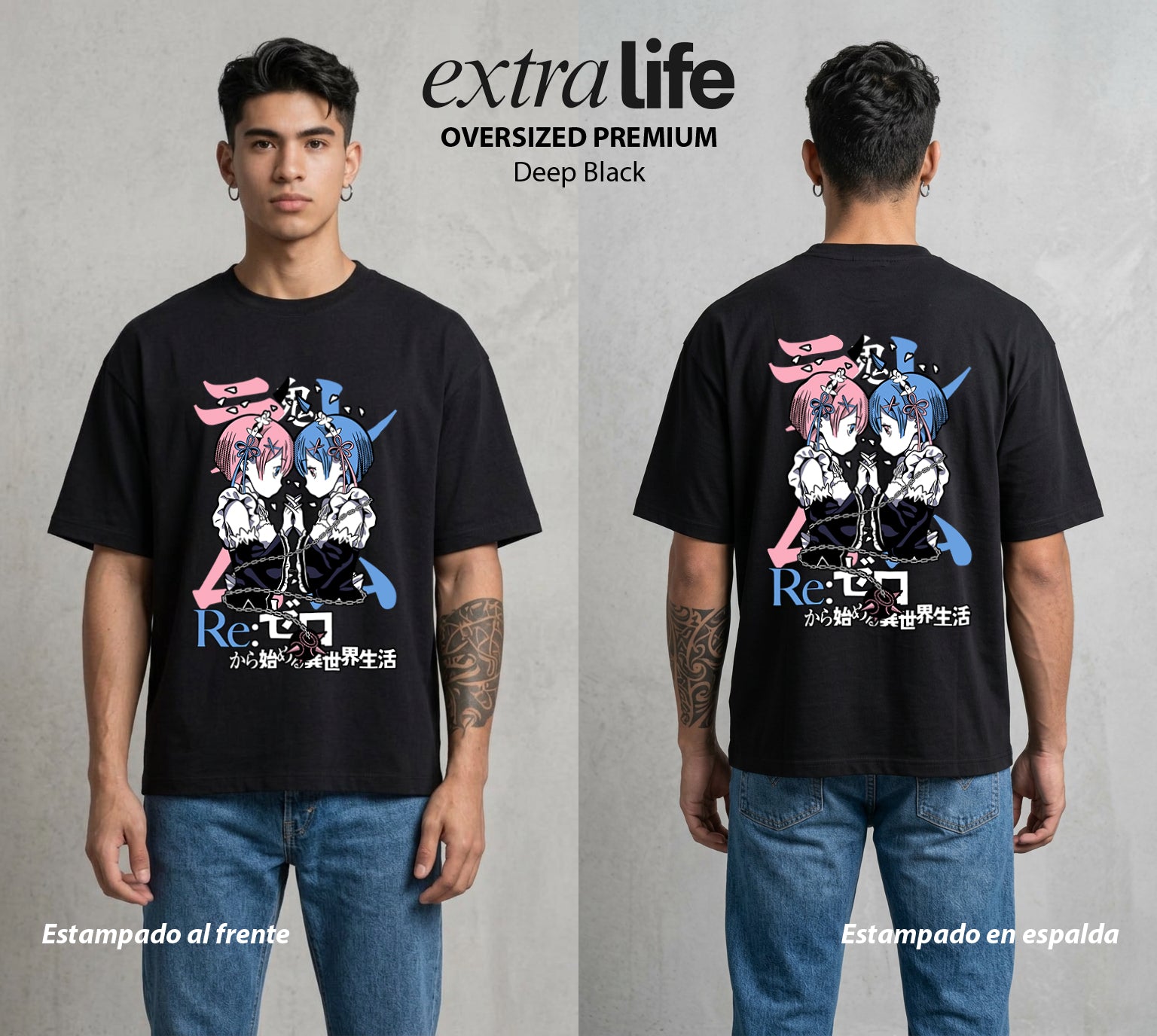 El Regreso del Tiempo | La Dama del Servicio #03614 - Playera Oversized Premium | Deep Black - Foto en modelo