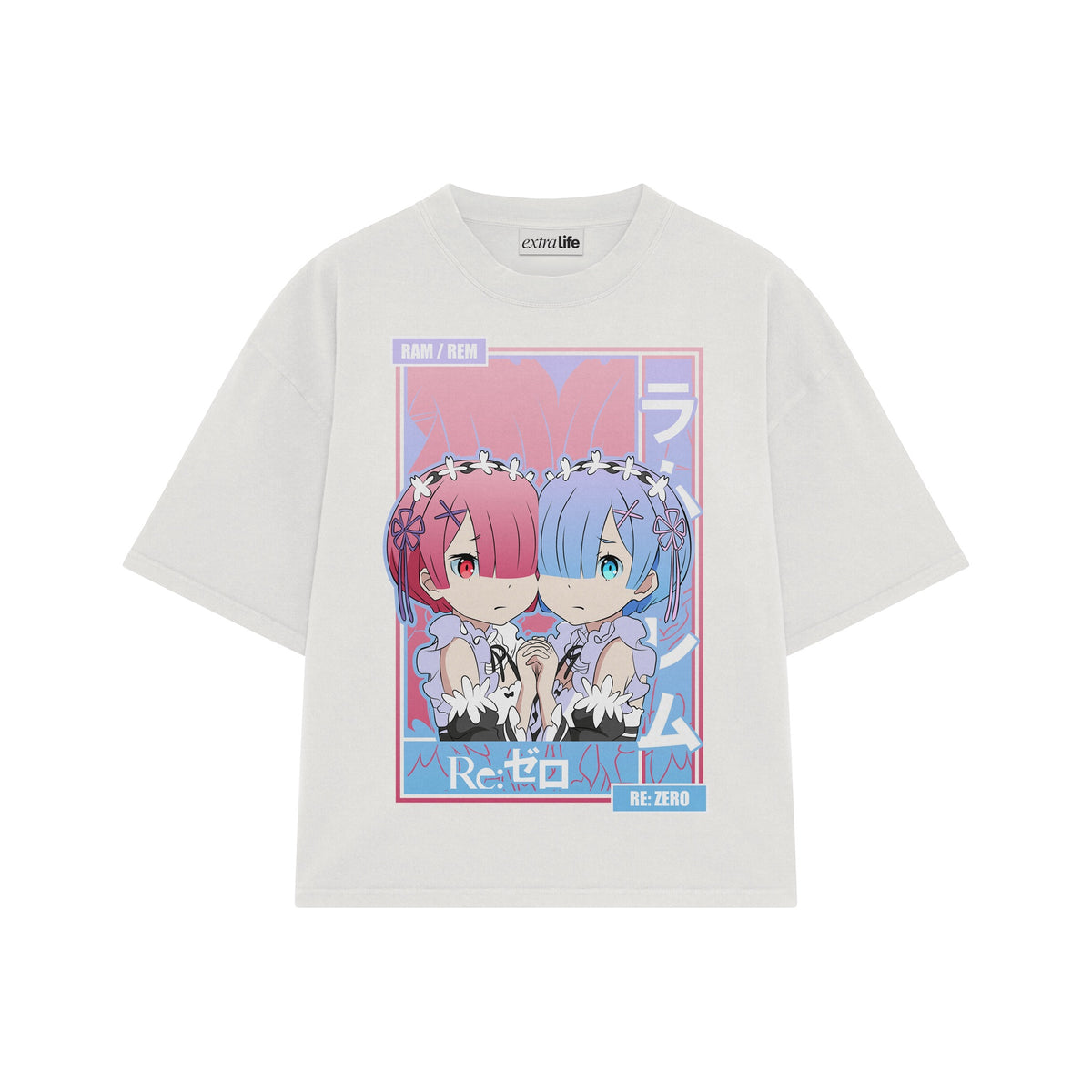 Playera streetwear premium de anime y gaming ExtraLife MX, corte oversized drop shoulder ligero y fresco en color Deep Black y Off-White, moda urbana mexicana de culto.