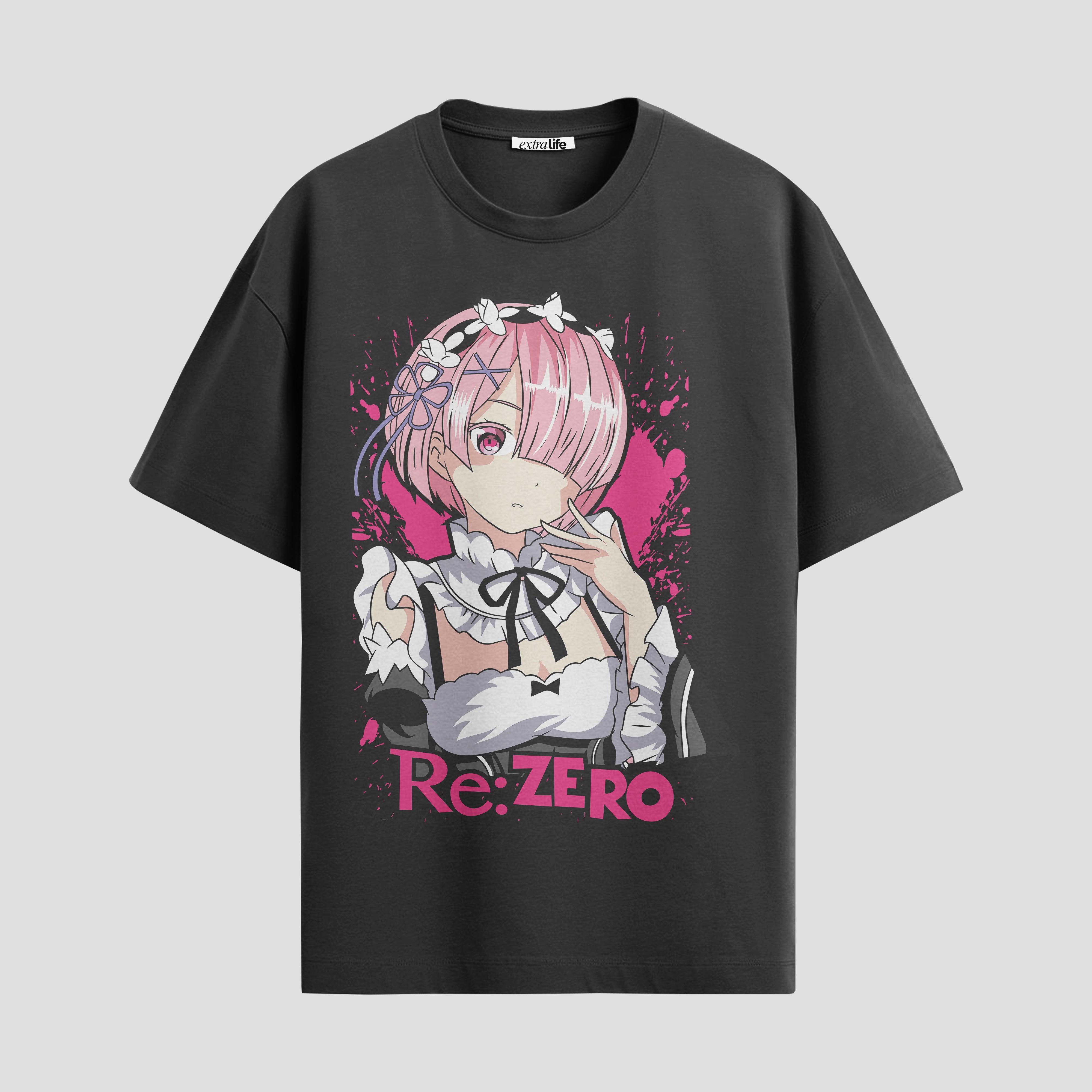 Playera urbana de anime y gaming ExtraLife MX, corte Standard Fit unisex ligero y transpirable en color Deep Black y Pure White, ropa de uso diario para gym y casual.
