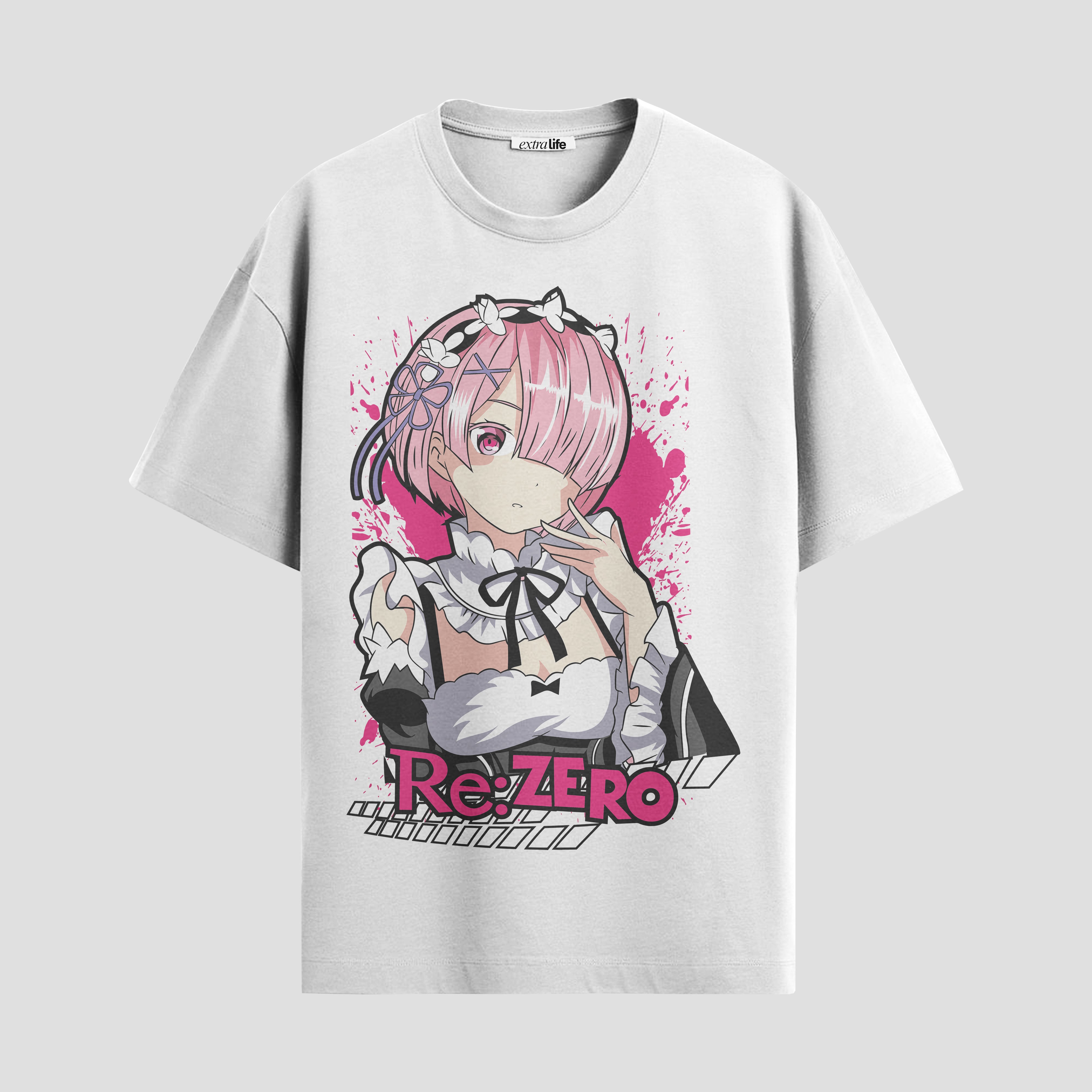 Playera urbana de anime y gaming ExtraLife MX, corte Standard Fit unisex ligero y transpirable en color Deep Black y Pure White, ropa de uso diario para gym y casual.