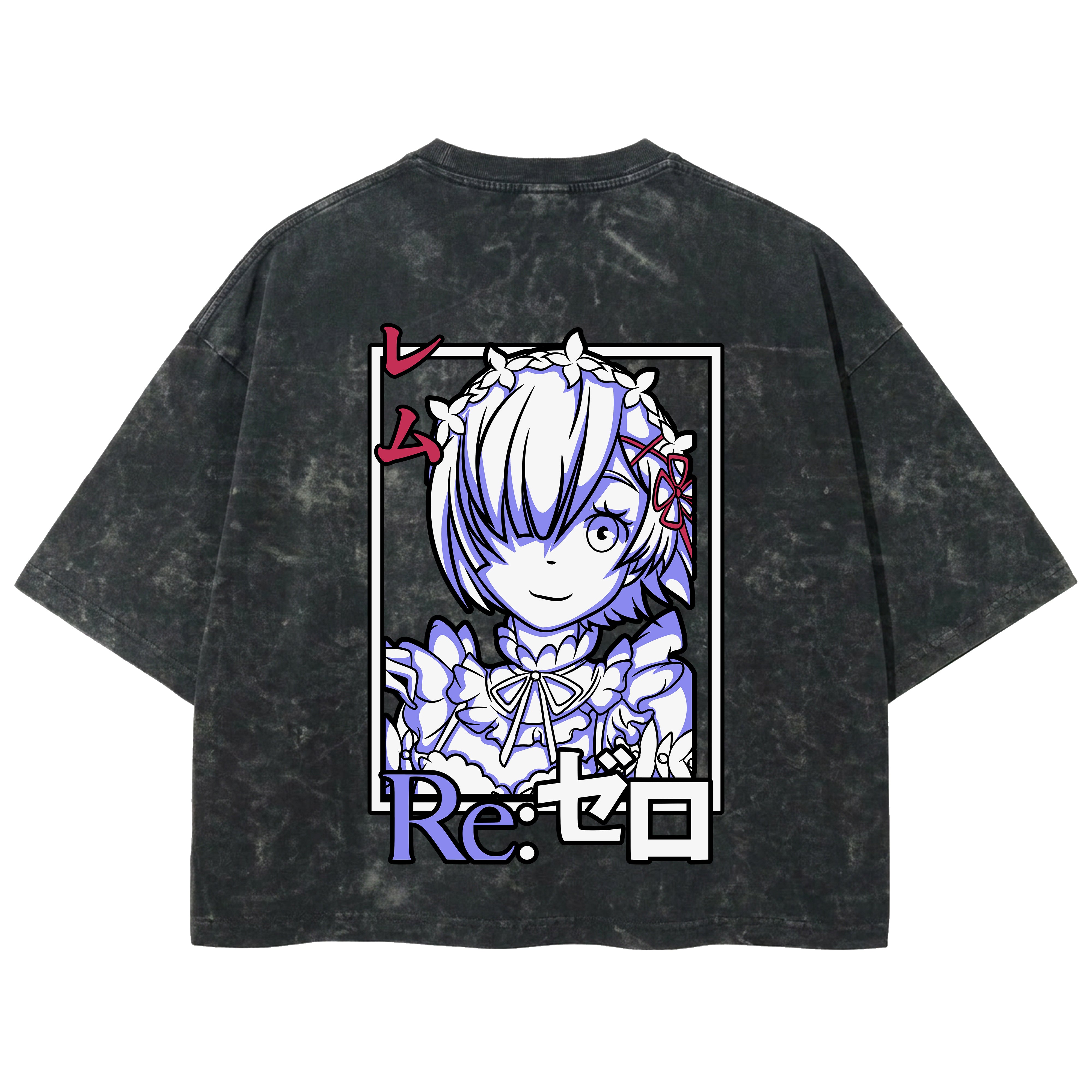 Playera streetwear premium de anime y gaming ExtraLife MX, corte boxy deluxe mineral wash heavyweight en color Acid Wash, moda urbana mexicana de culto.