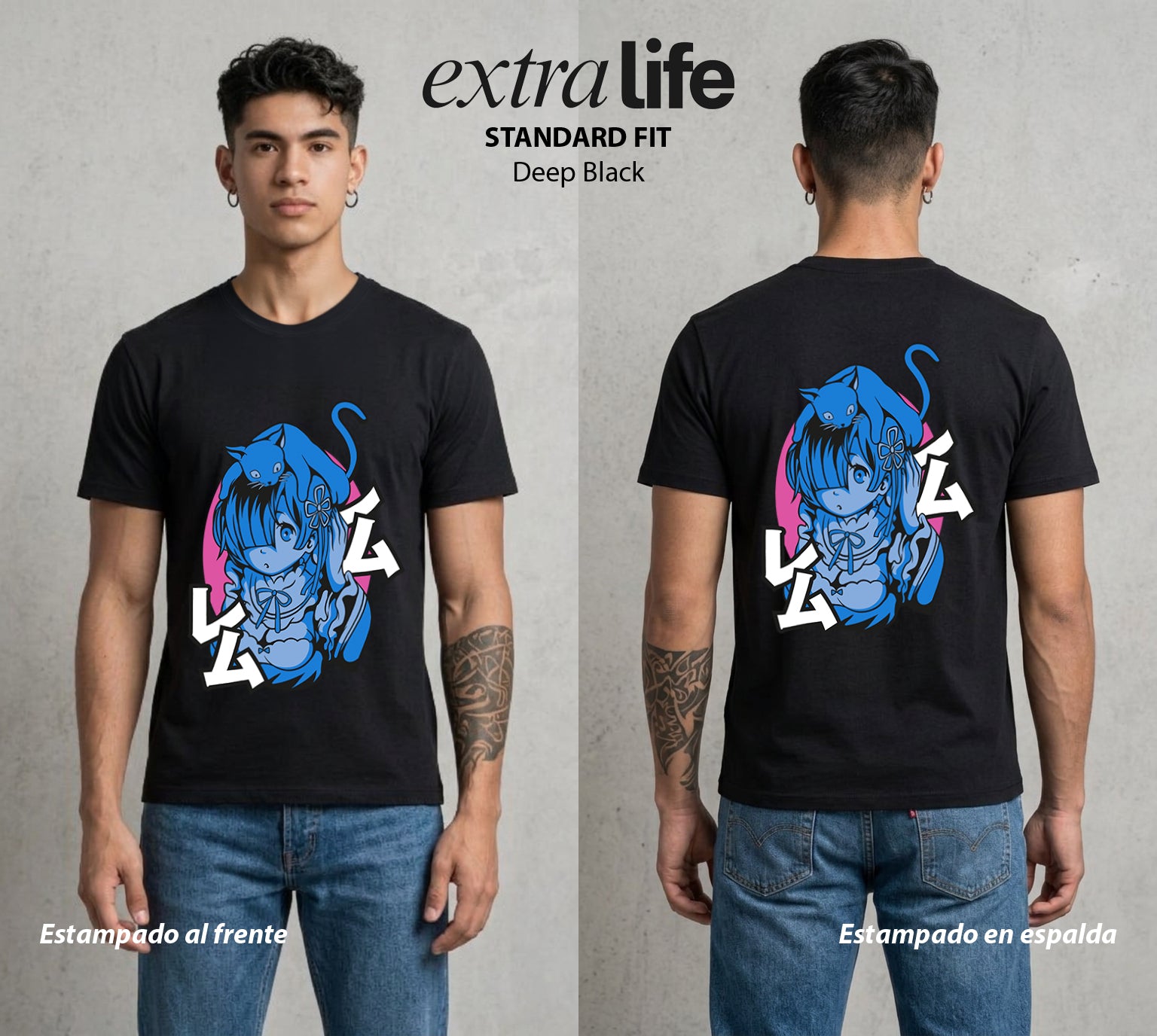 El Regreso del Tiempo | El Amor que Retorna #03619 - Playera Standard Fit | Deep Black - Foto en modelo