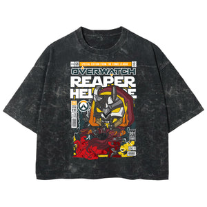 Playera streetwear premium de anime y gaming ExtraLife MX, corte boxy deluxe mineral wash heavyweight en color Acid Wash, moda urbana mexicana de culto.