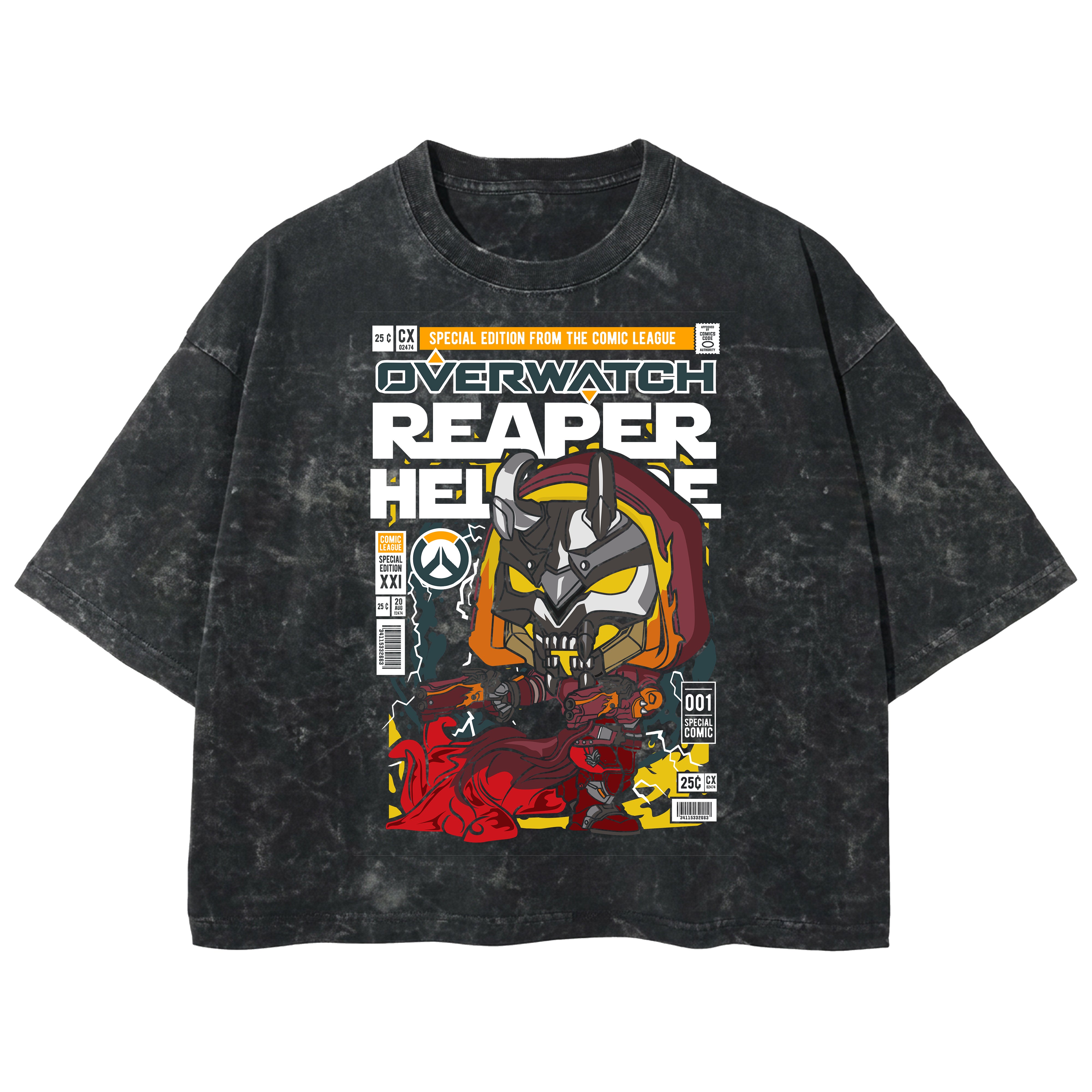 Playera streetwear premium de anime y gaming ExtraLife MX, corte boxy deluxe mineral wash heavyweight en color Acid Wash, moda urbana mexicana de culto.