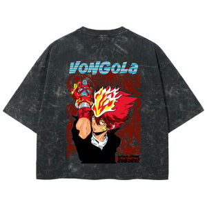 Playera streetwear premium de anime y gaming ExtraLife MX, corte boxy deluxe mineral wash heavyweight en color Acid Wash, moda urbana mexicana de culto.