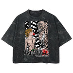 Playera streetwear premium de anime y gaming ExtraLife MX, corte boxy deluxe mineral wash heavyweight en color Acid Wash, moda urbana mexicana de culto.