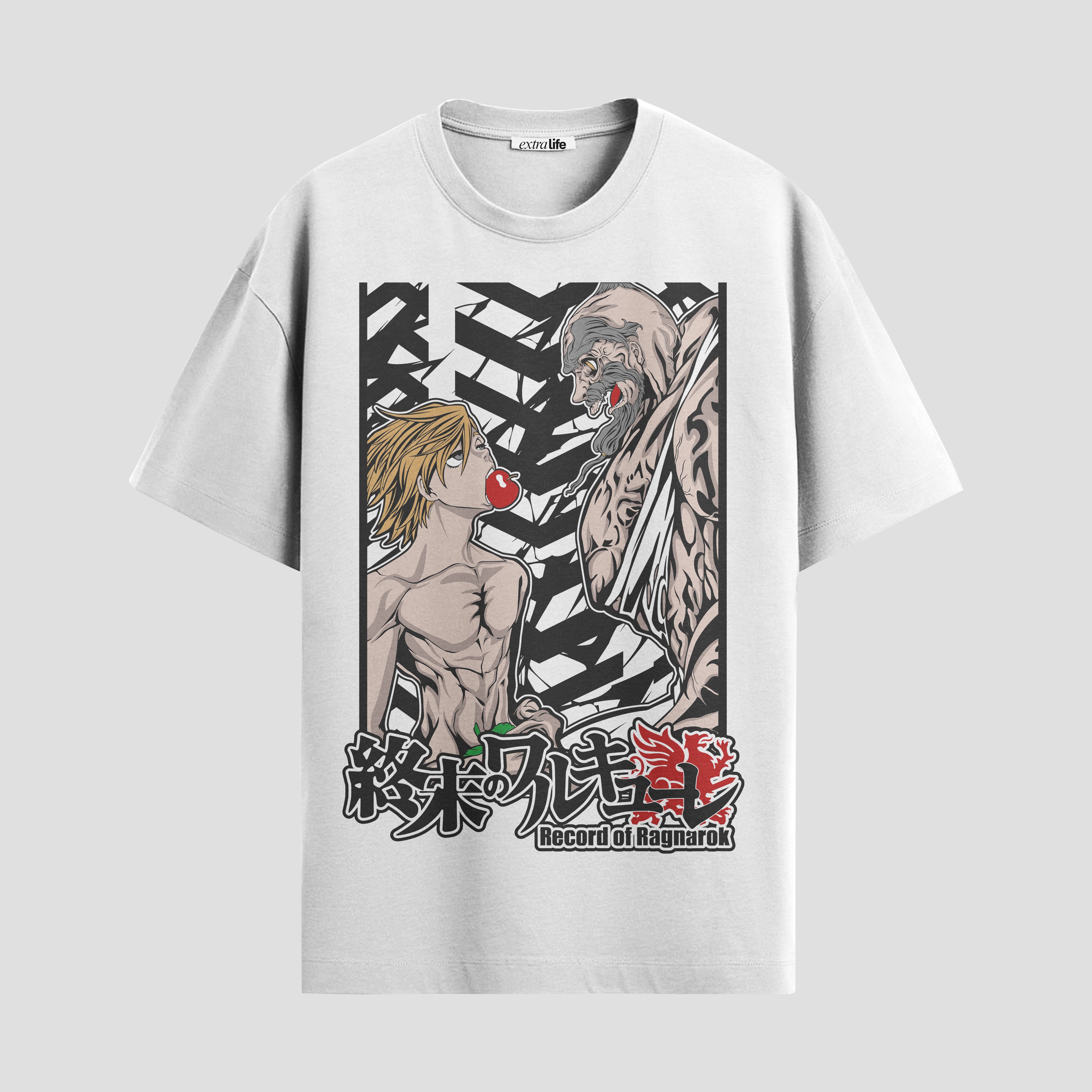 Playera urbana de anime y gaming ExtraLife MX, corte Standard Fit unisex ligero y transpirable en color Deep Black y Pure White, ropa de uso diario para gym y casual.