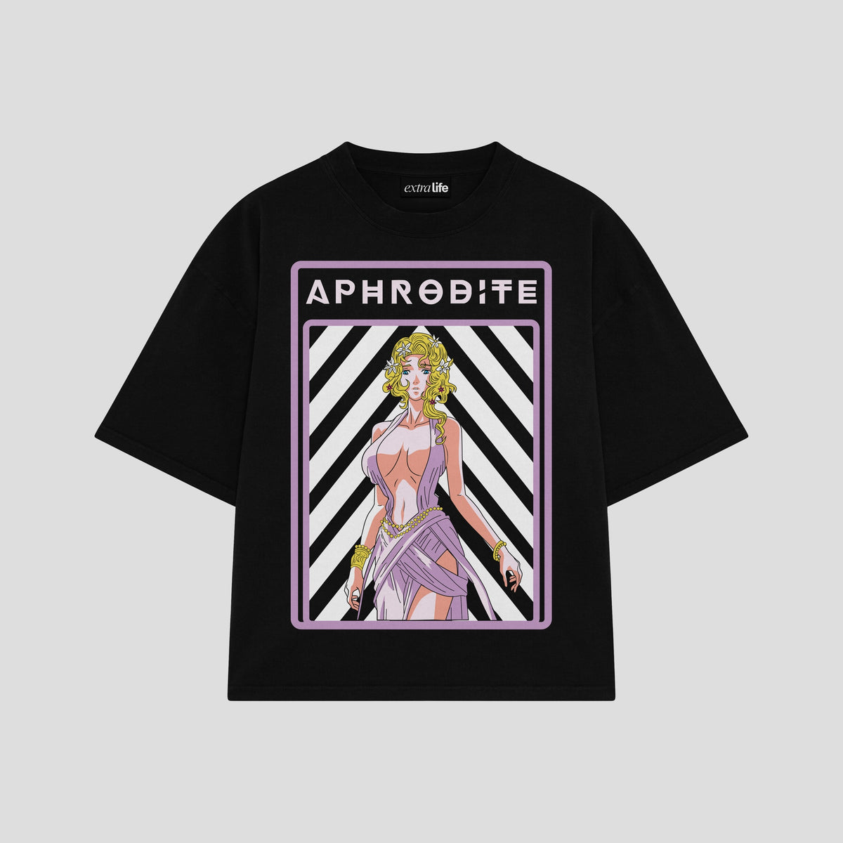 Playera streetwear premium de anime y gaming ExtraLife MX, corte oversized drop shoulder ligero y fresco en color Deep Black y Off-White, moda urbana mexicana de culto.
