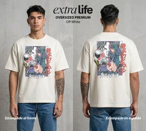 El Torneo de los Dioses | El Señor de las Moscas #03626 - Playera Oversized Premium | Off White - Foto en modelo