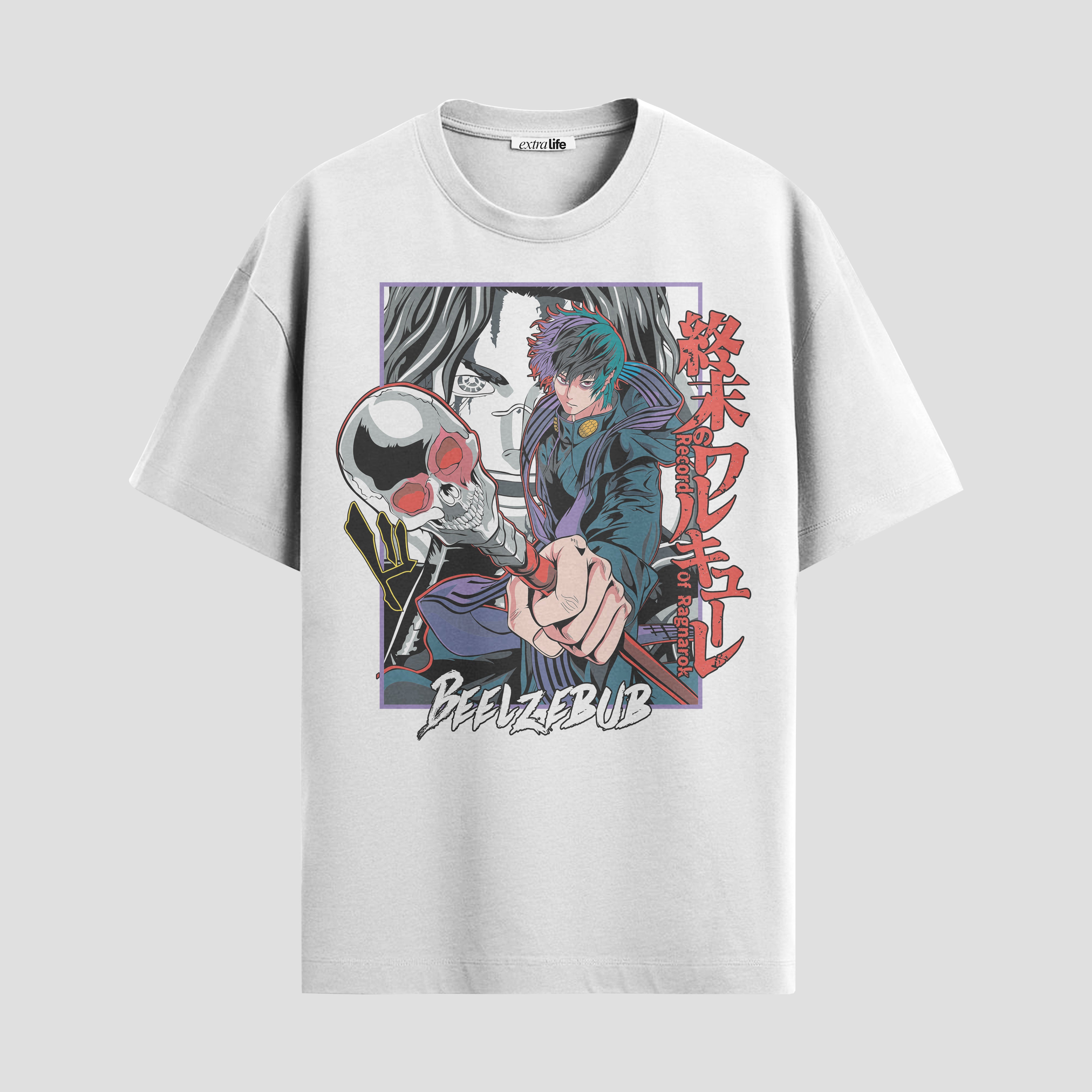 Playera urbana de anime y gaming ExtraLife MX, corte Standard Fit unisex ligero y transpirable en color Deep Black y Pure White, ropa de uso diario para gym y casual.