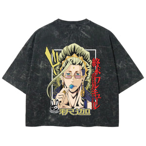 Playera streetwear premium de anime y gaming ExtraLife MX, corte boxy deluxe mineral wash heavyweight en color Acid Wash, moda urbana mexicana de culto.