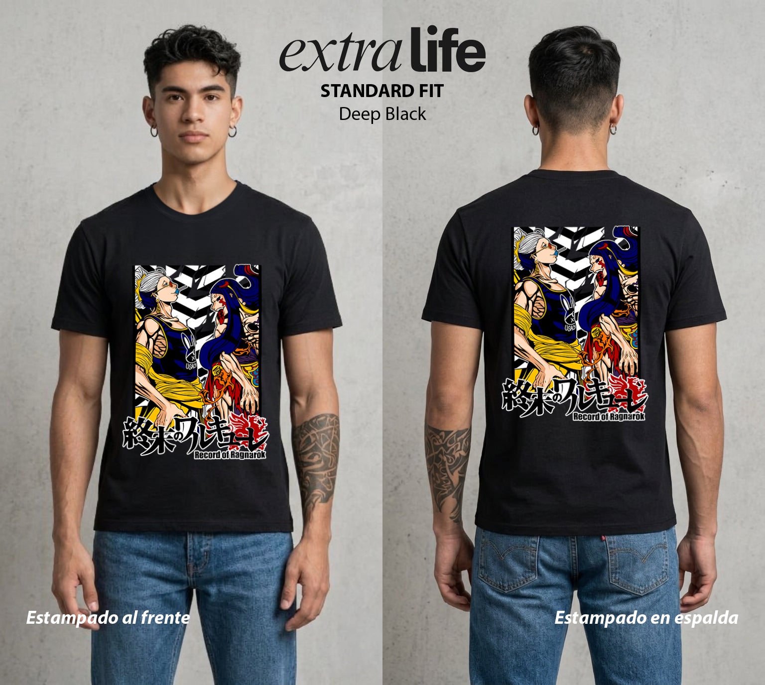 El Torneo de los Dioses | El Iluminado del Combate #03630 - Playera Standard Fit | Deep Black - Foto en modelo