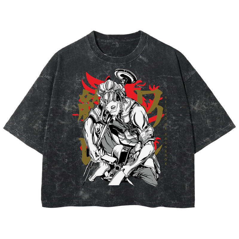 Playera streetwear premium de anime y gaming ExtraLife MX, corte boxy deluxe mineral wash heavyweight en color Acid Wash, moda urbana mexicana de culto.