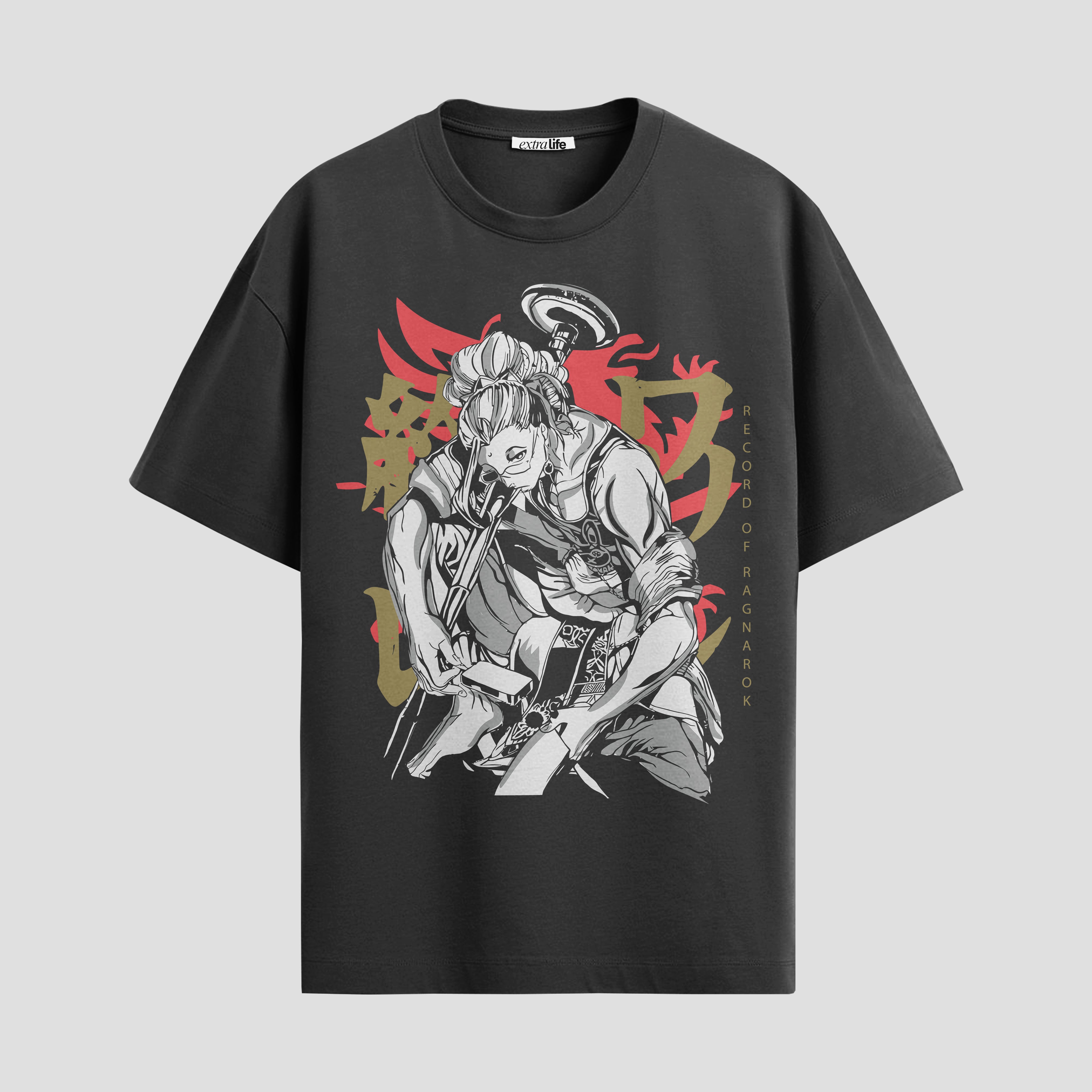 Playera urbana de anime y gaming ExtraLife MX, corte Standard Fit unisex ligero y transpirable en color Deep Black y Pure White, ropa de uso diario para gym y casual.