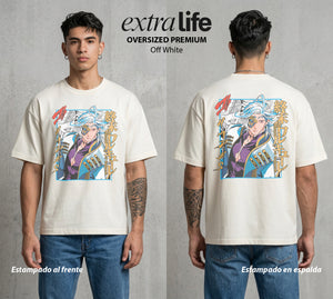 El Torneo de los Dioses | El Señor del Submundo #03633 - Playera Oversized Premium | Off White - Foto en modelo