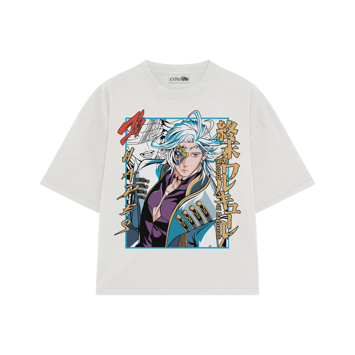 Playera streetwear premium de anime y gaming ExtraLife MX, corte oversized drop shoulder ligero y fresco en color Deep Black y Off-White, moda urbana mexicana de culto.