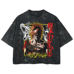 Playera streetwear premium de anime y gaming ExtraLife MX, corte boxy deluxe mineral wash heavyweight en color Acid Wash, moda urbana mexicana de culto.