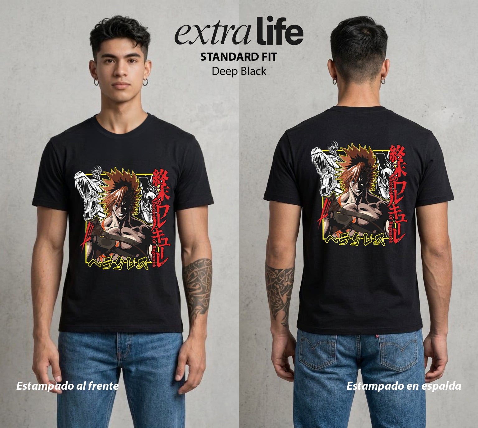 El Torneo de los Dioses | El Heroe Divino #03634 - Playera Standard Fit | Deep Black - Foto en modelo
