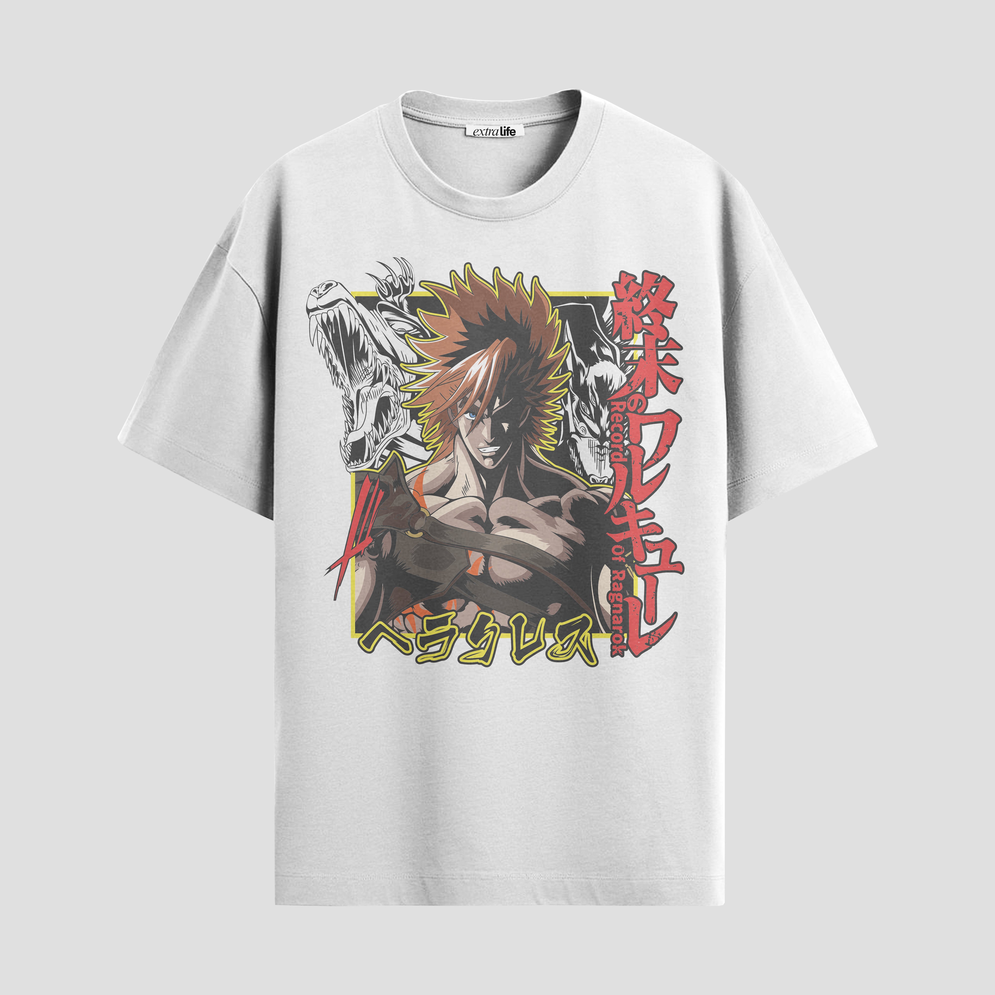 Playera urbana de anime y gaming ExtraLife MX, corte Standard Fit unisex ligero y transpirable en color Deep Black y Pure White, ropa de uso diario para gym y casual.