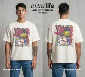 El Torneo de los Dioses | El Asesino de Londres #03635 - Playera Oversized Premium | Off White - Foto en modelo