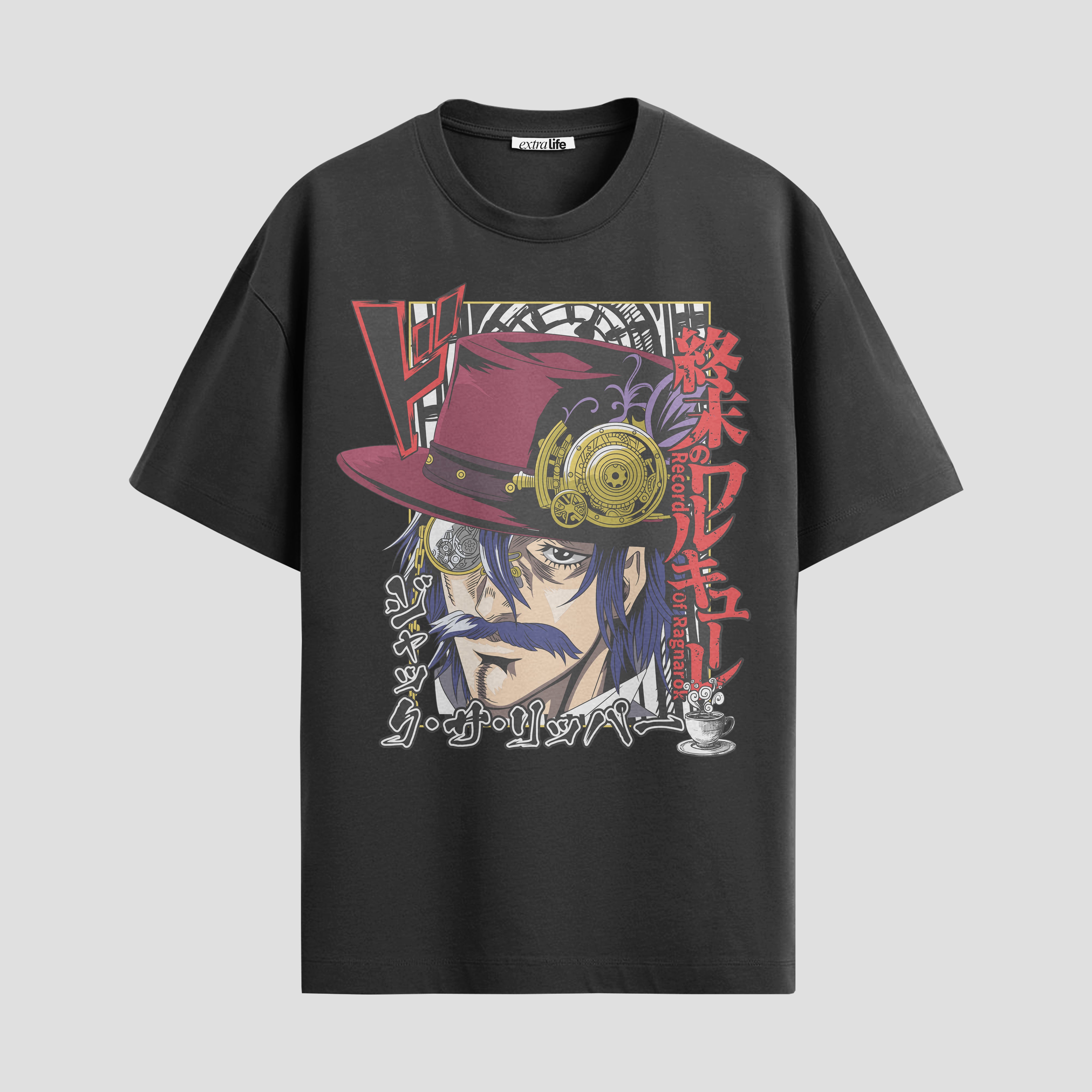 Playera urbana de anime y gaming ExtraLife MX, corte Standard Fit unisex ligero y transpirable en color Deep Black y Pure White, ropa de uso diario para gym y casual.