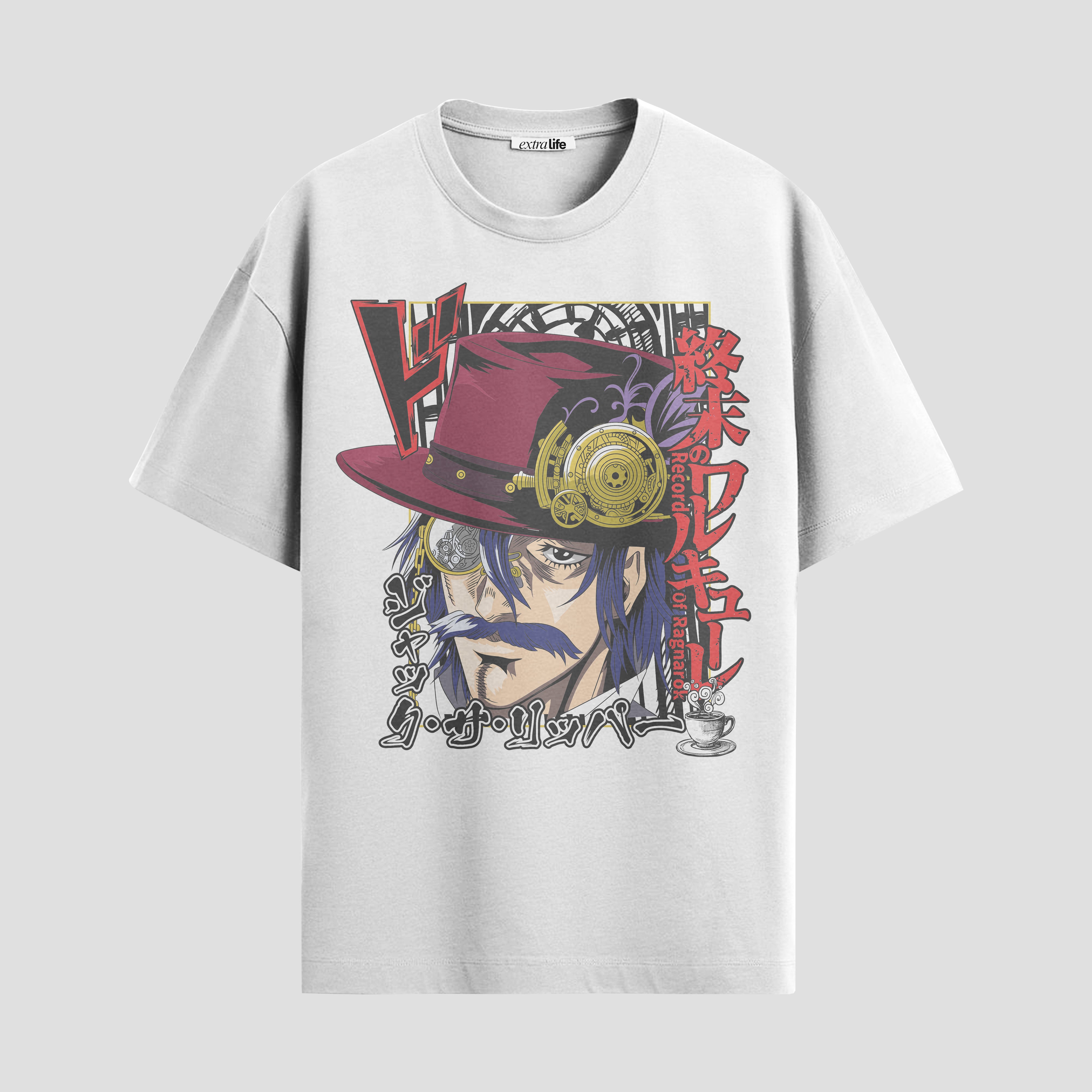 Playera urbana de anime y gaming ExtraLife MX, corte Standard Fit unisex ligero y transpirable en color Deep Black y Pure White, ropa de uso diario para gym y casual.