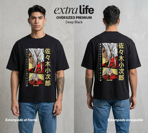 El Torneo de los Dioses | El Perdedor que Gana #03637 - Playera Oversized Premium | Deep Black - Foto en modelo