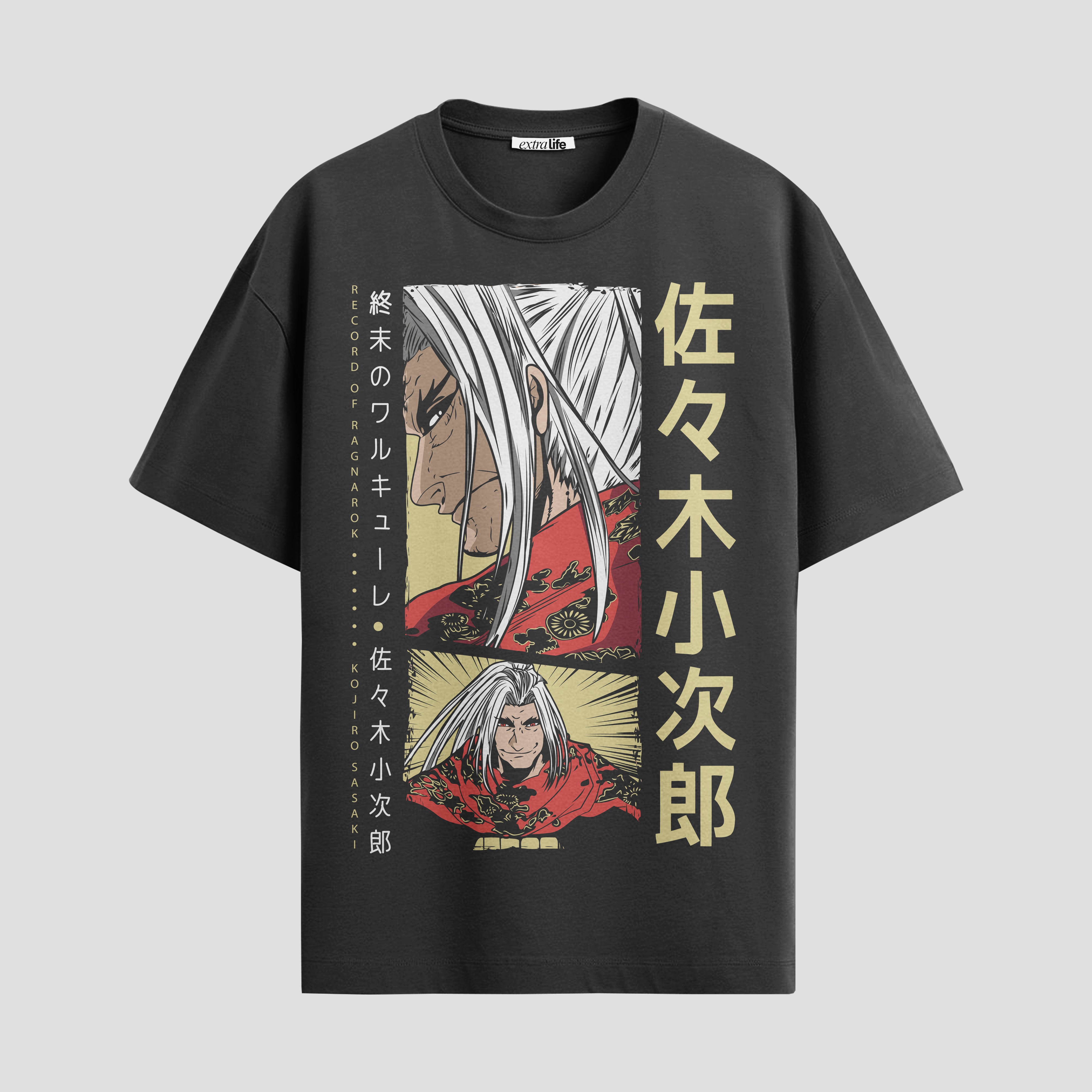 Playera urbana de anime y gaming ExtraLife MX, corte Standard Fit unisex ligero y transpirable en color Deep Black y Pure White, ropa de uso diario para gym y casual.