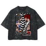 Playera streetwear premium de anime y gaming ExtraLife MX, corte boxy deluxe mineral wash heavyweight en color Acid Wash, moda urbana mexicana de culto.