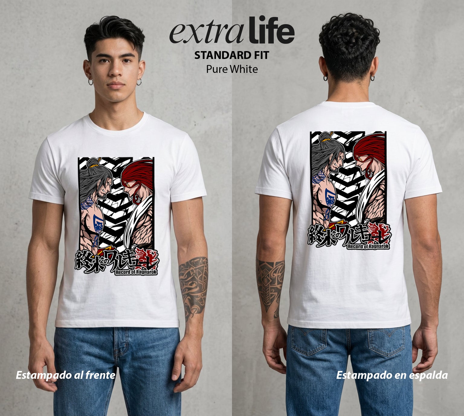 El Torneo de los Dioses | Lanza vs Martillo #03638 - Playera Standard Fit | Pure White - Foto en modelo