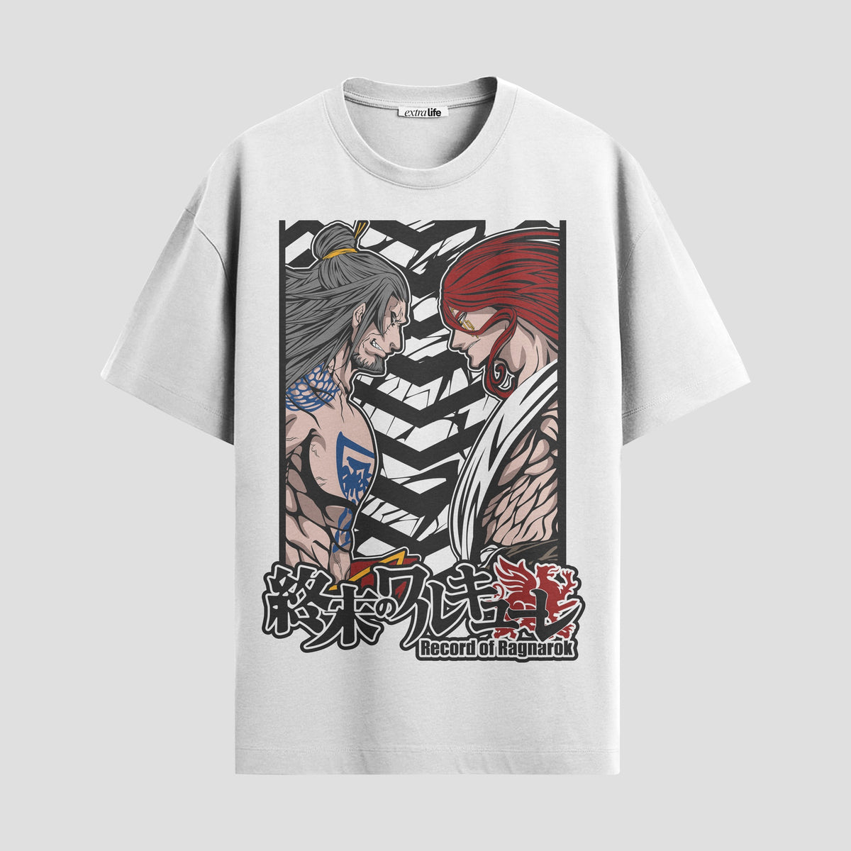 Playera urbana de anime y gaming ExtraLife MX, corte Classic Premium unisex ligero y transpirable en color Deep Black y Pure White, ropa de uso diario para gym y casual.