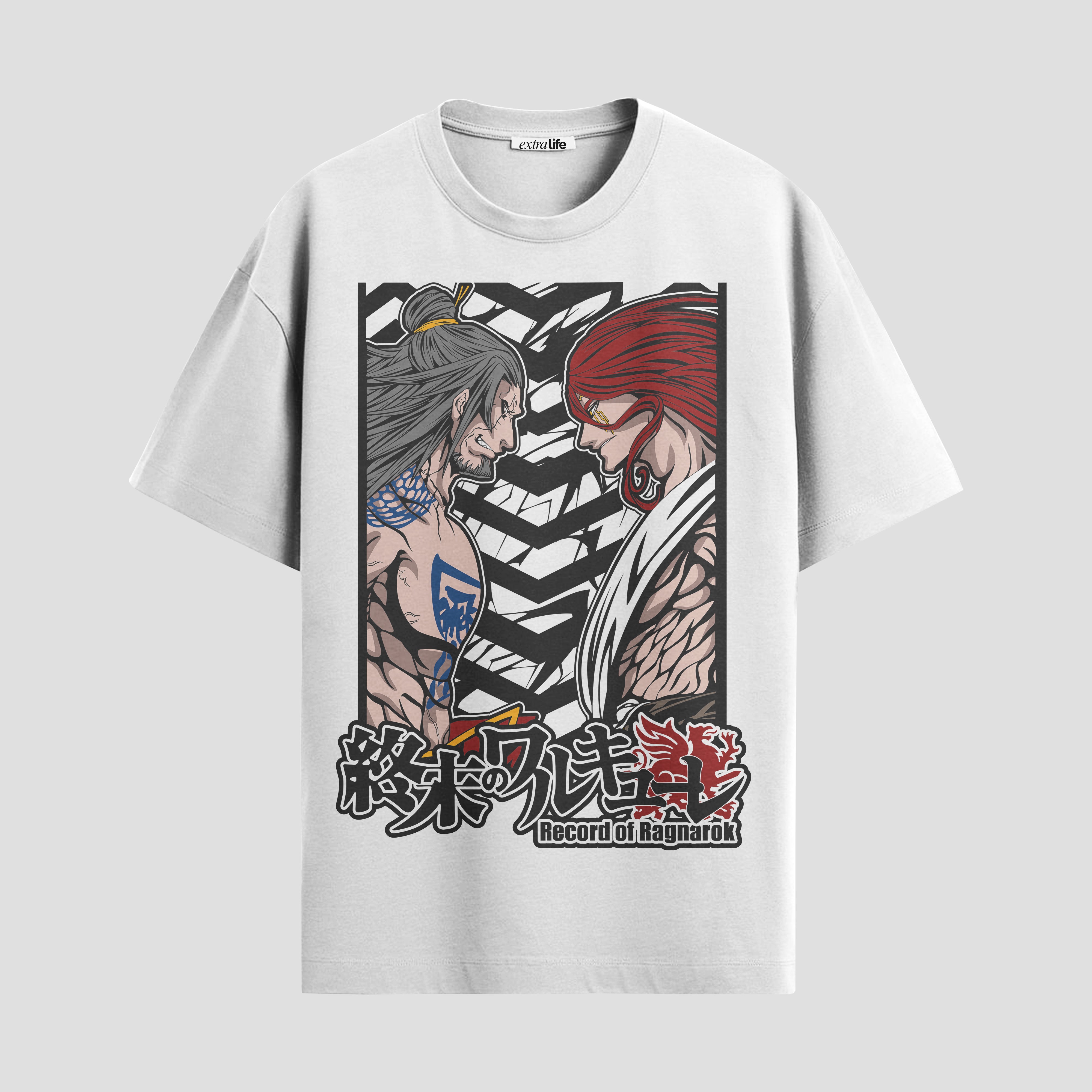Playera urbana de anime y gaming ExtraLife MX, corte Standard Fit unisex ligero y transpirable en color Deep Black y Pure White, ropa de uso diario para gym y casual.