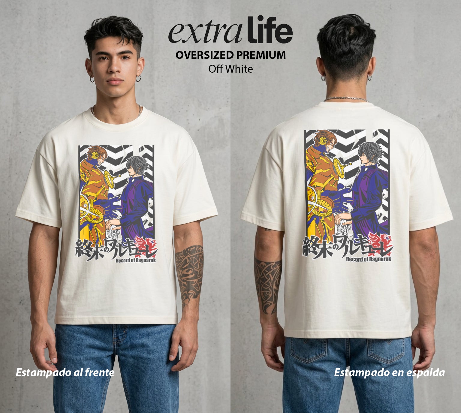 El Torneo de los Dioses | Rayo y Moscas #03640 - Playera Oversized Premium | Off White - Foto en modelo