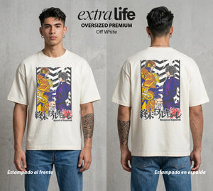 El Torneo de los Dioses | Rayo y Moscas #03640 - Playera Oversized Premium | Off White - Foto en modelo